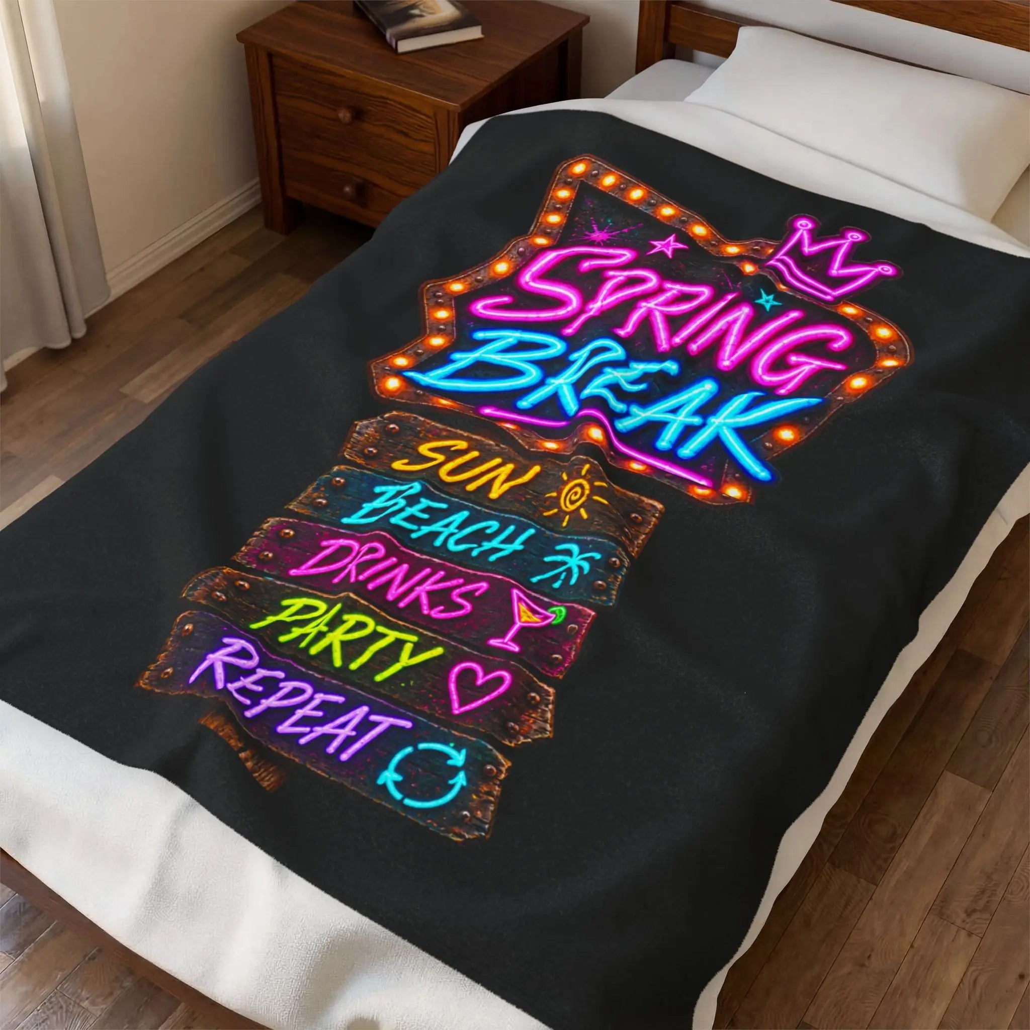 Spring Break Neon Sign Lovers’ Blanket