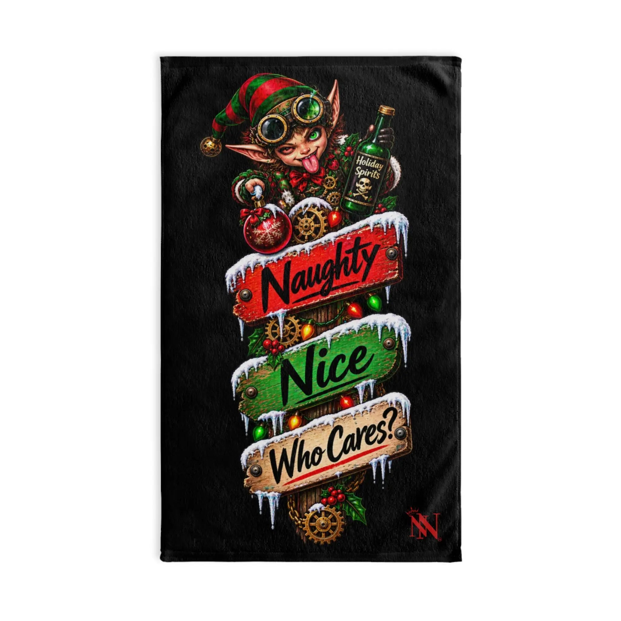 Naughty Nice Who Cares? Christmas | Nectar Napkins Classic Fun-Flirty Lovers’ Towels