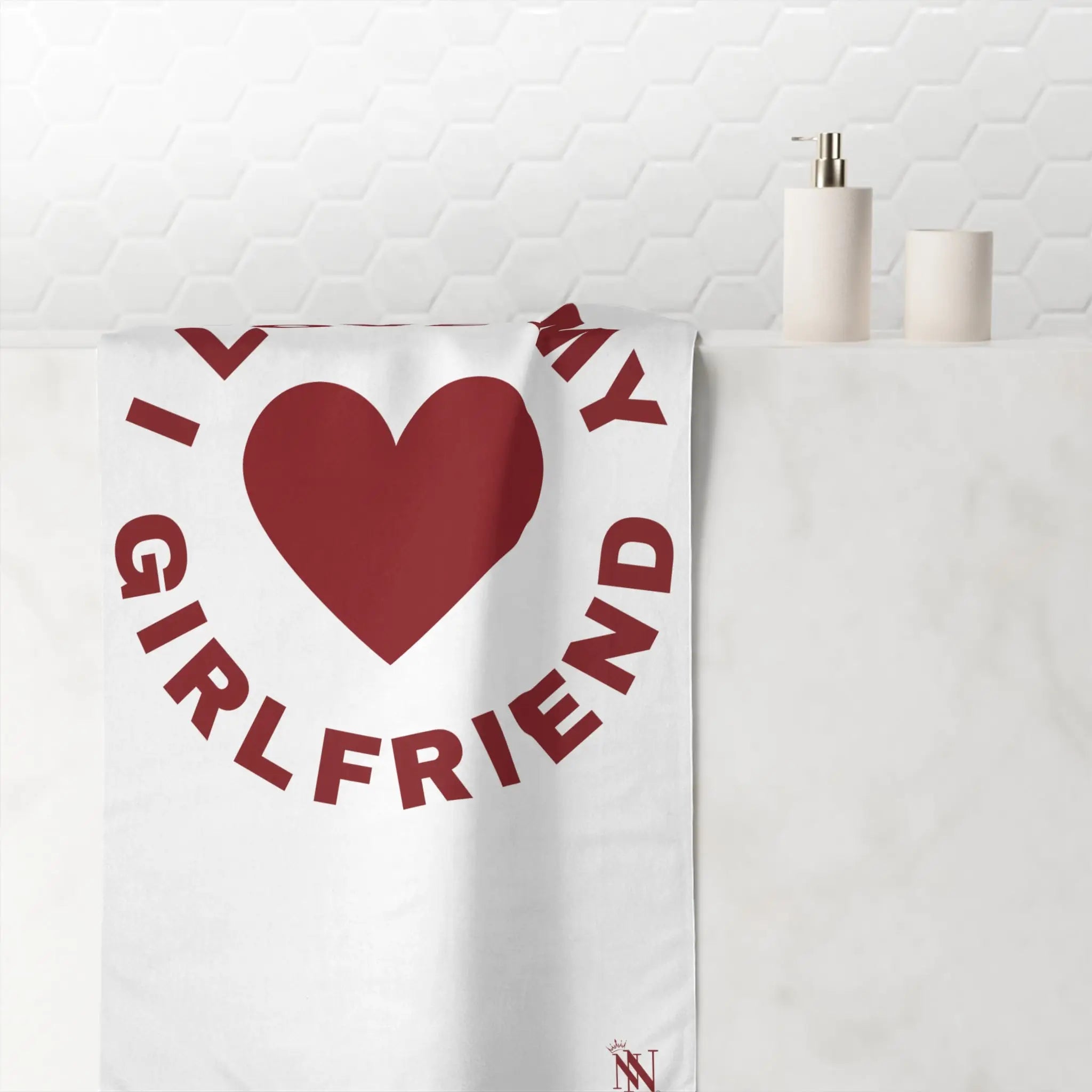 I Love My Girlfriend Heart | Mix & Match XL Fun-Flirty Lovers’ Towels