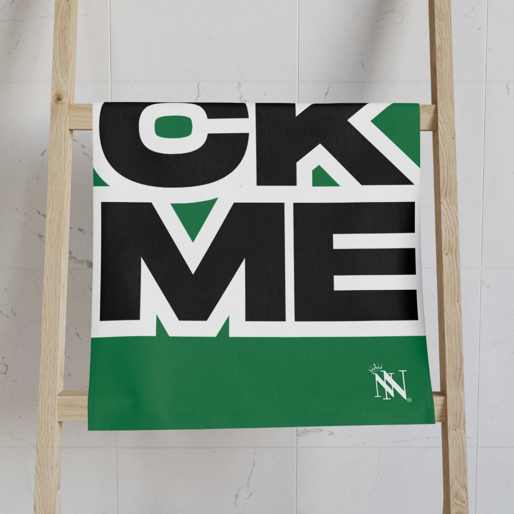 SUCK ME Block Letter Green Cum Towel