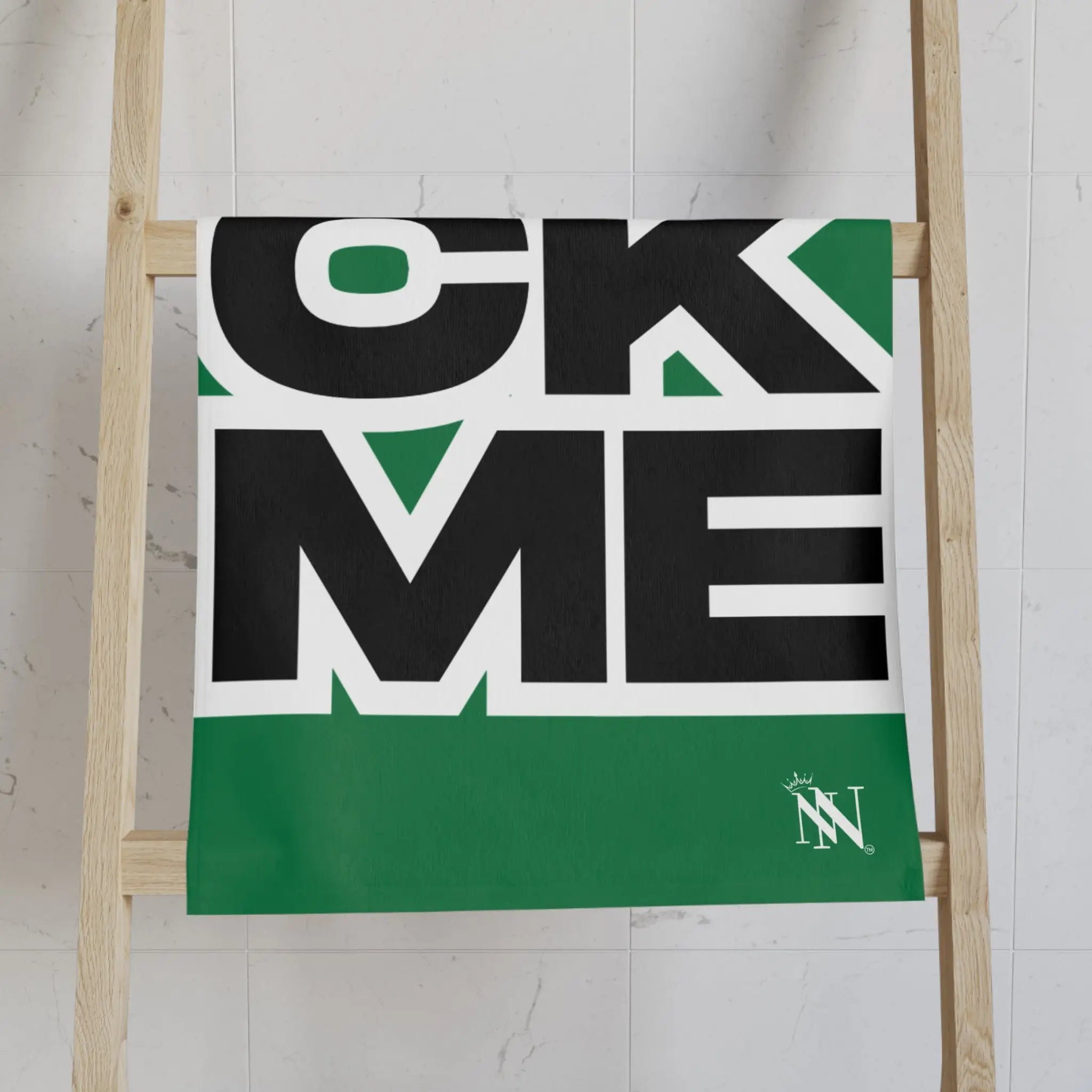 SUCK ME Block Letter Green Cum Towel