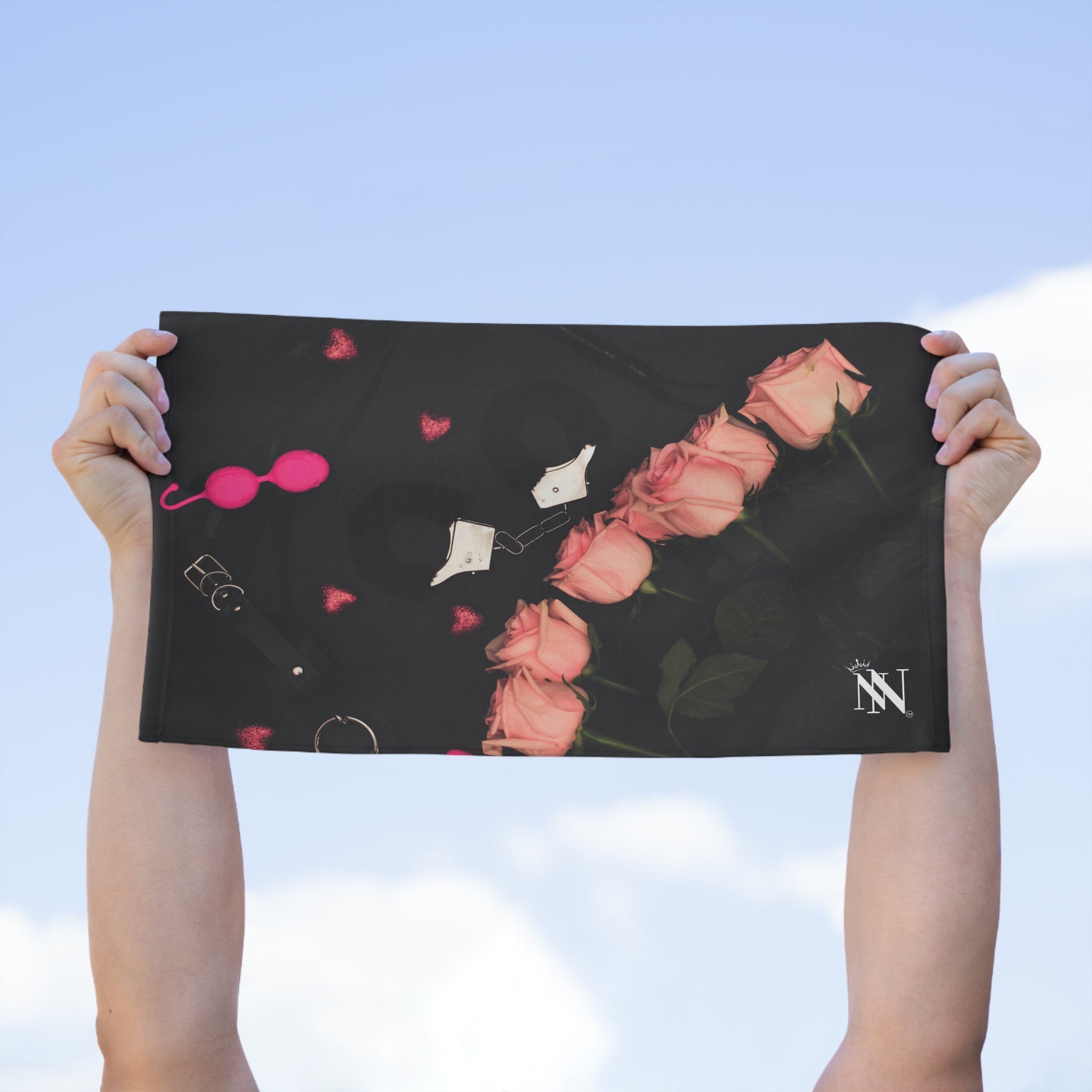 Furry Hand Cuffs & Roses Photograph | Mix & Match Soft Fun-Flirty Lovers’ Towelsl