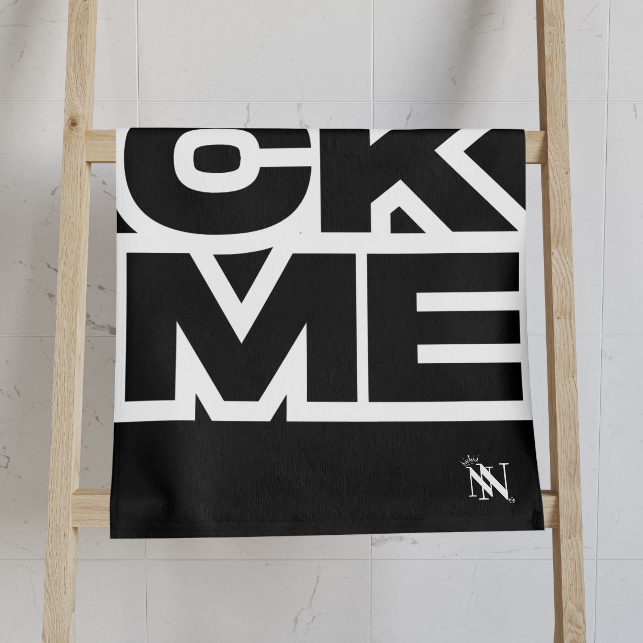 SUCK ME Block Letter Black Cum Towel