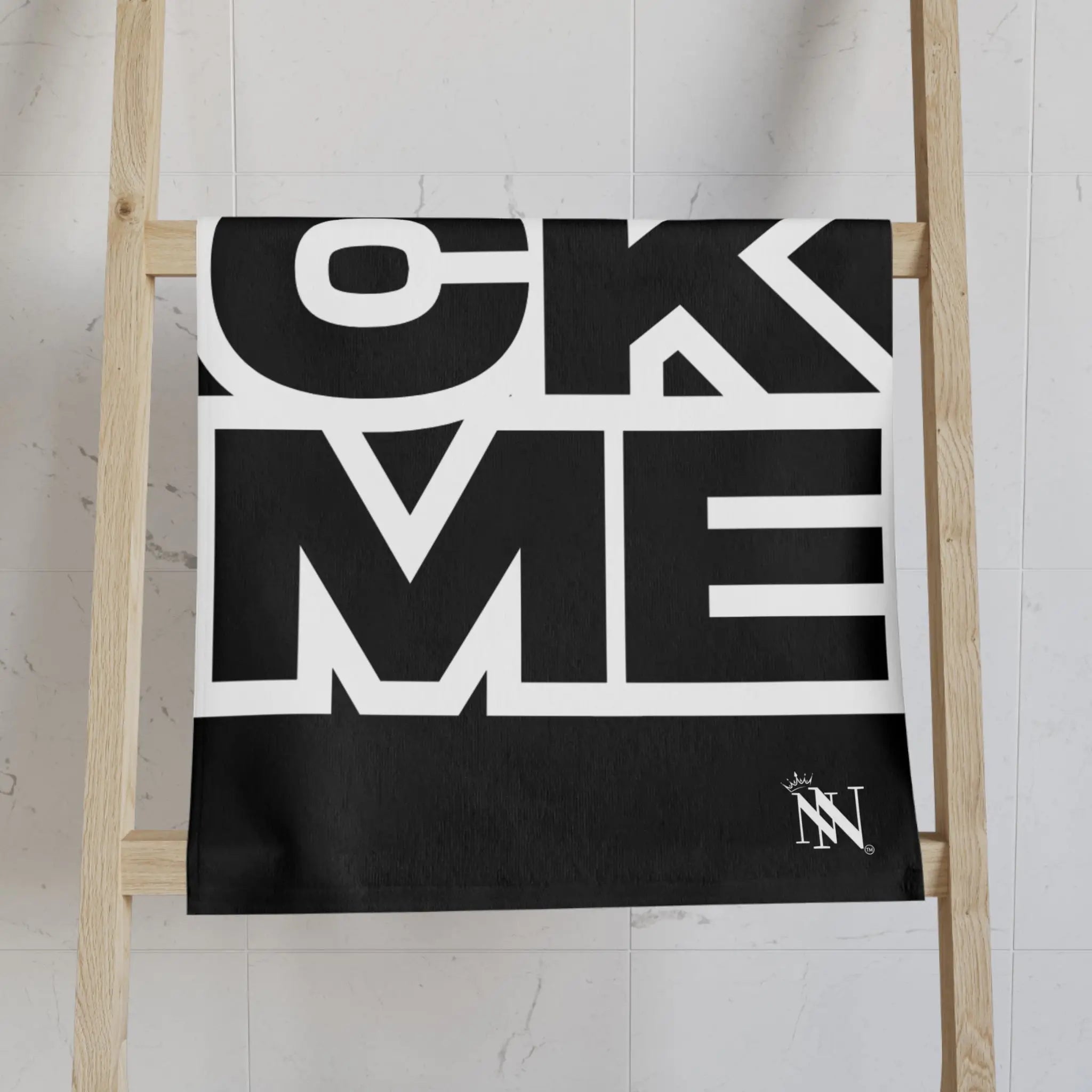 SUCK ME Block Letter Black Cum Towel