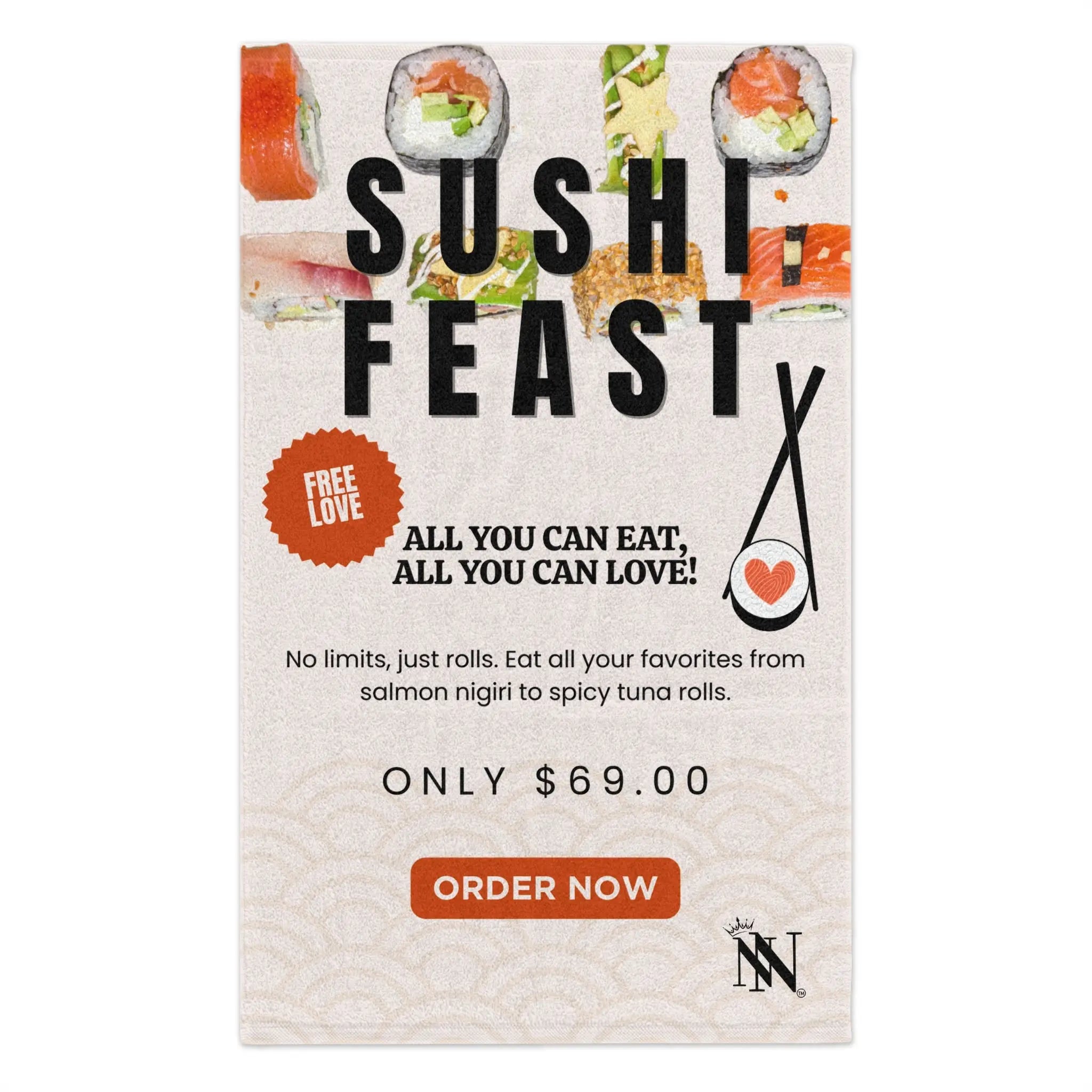 Sushi Feast | Mix & Match Soft Fun-Flirty Lovers’ Towels
