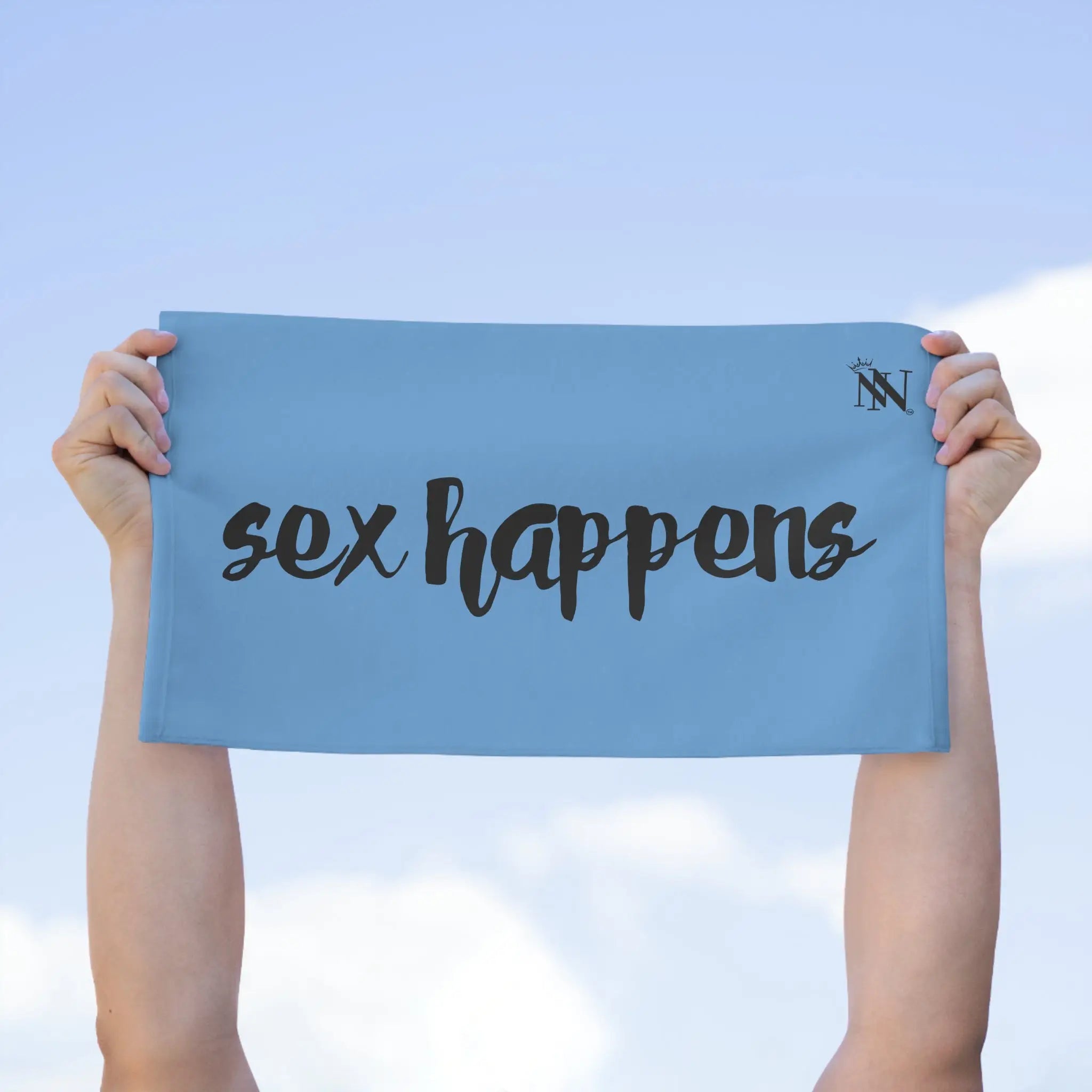 Sex Happens Light Blue | Mix & Match Soft Fun-Flirty Lovers’ Towels