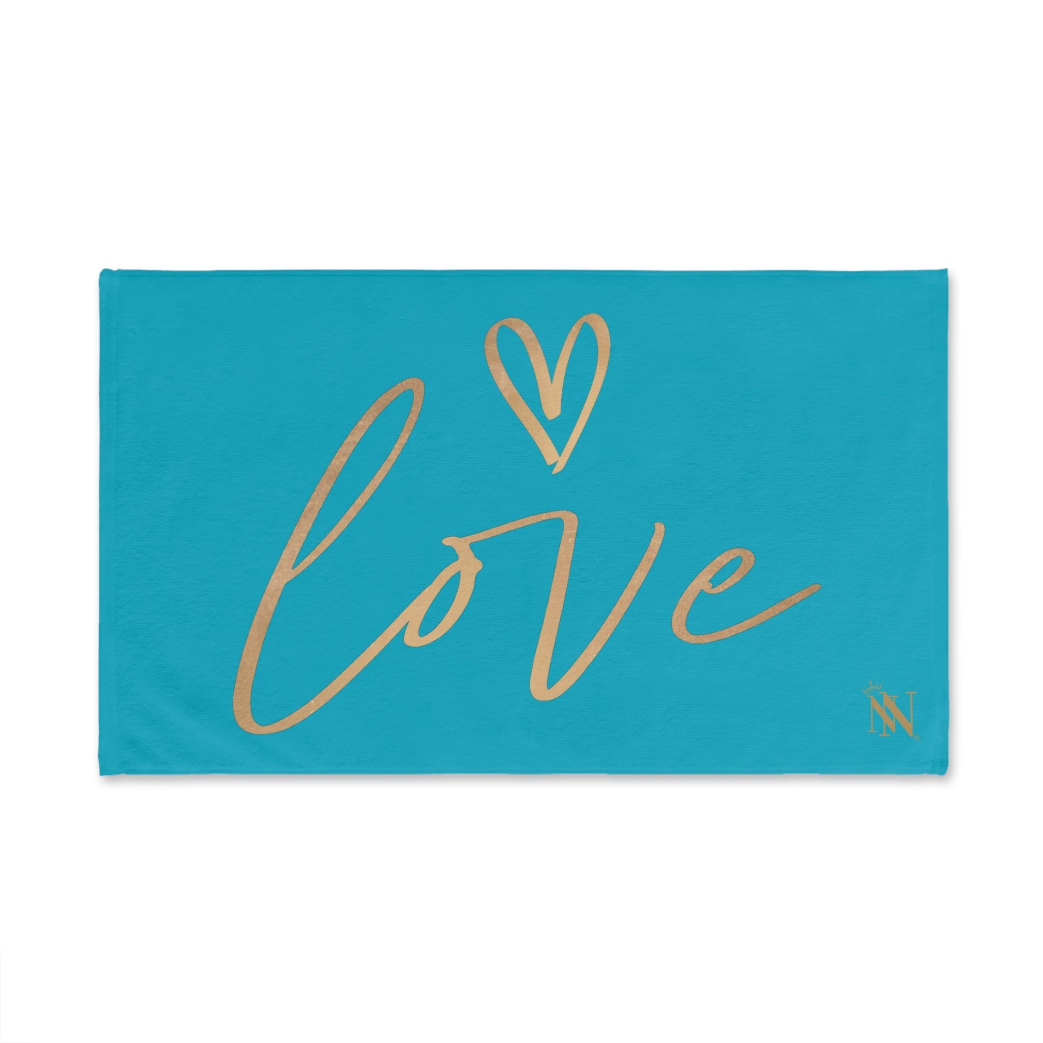Gold Love Heart Teal Cum Towel