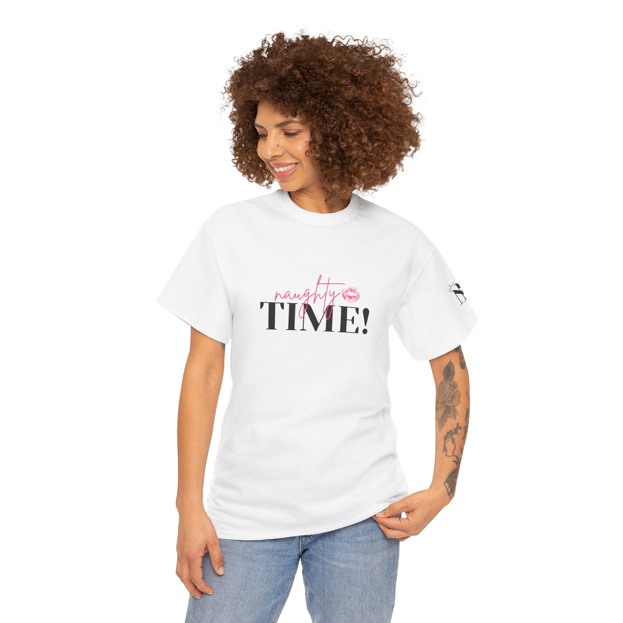Naughty Time! With a Kiss | Mix & Match Cotton Unisex Fun-Flirty Lovers’ T-Shirts