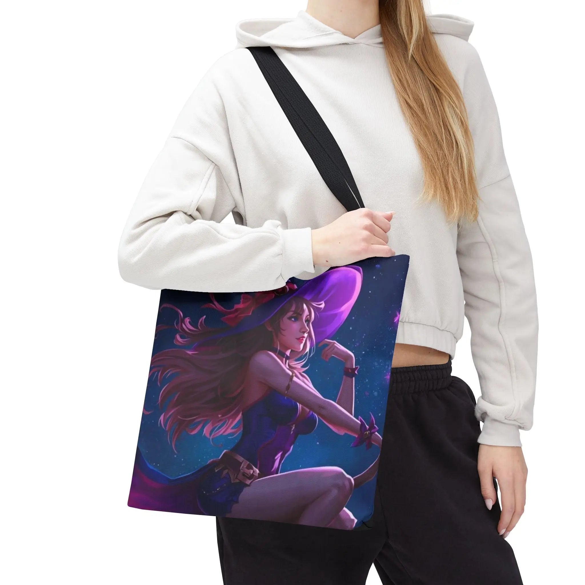 Flying Witch Broomstick Fantasy Women Everyday Weekend Getaway Tote Bag