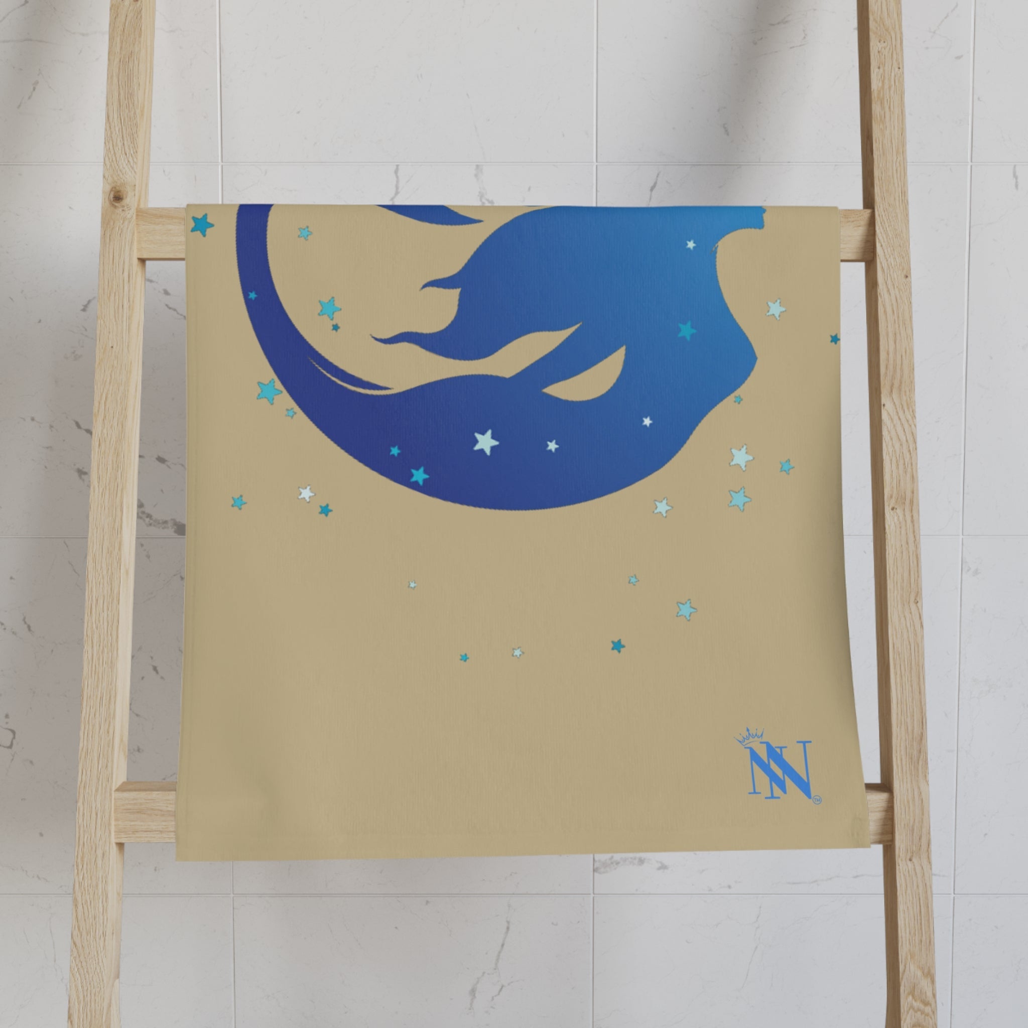 Mermaid Blue Stars Gold Cum Towel