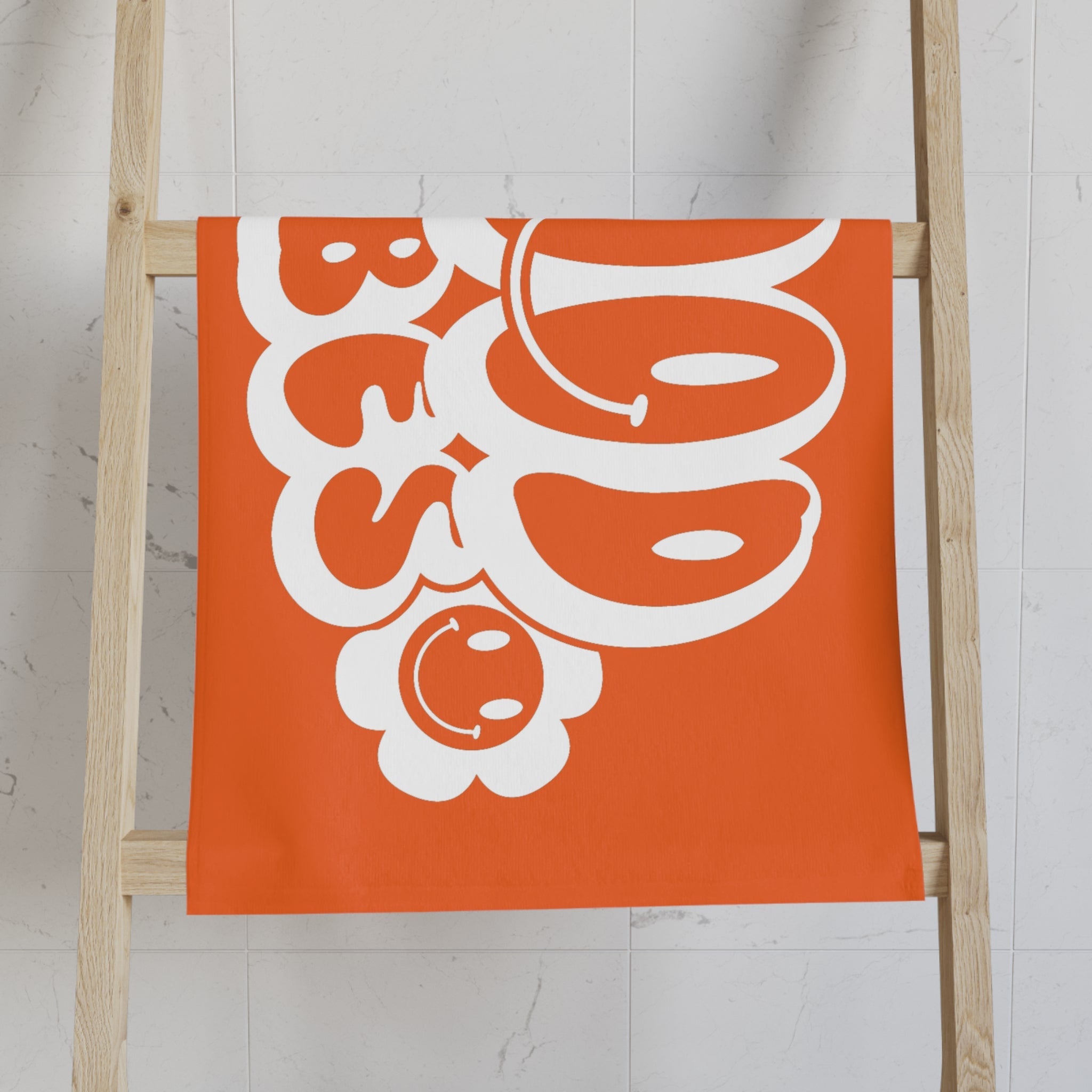 Smiley Happy Face Good Vibes Orange Cum Towel