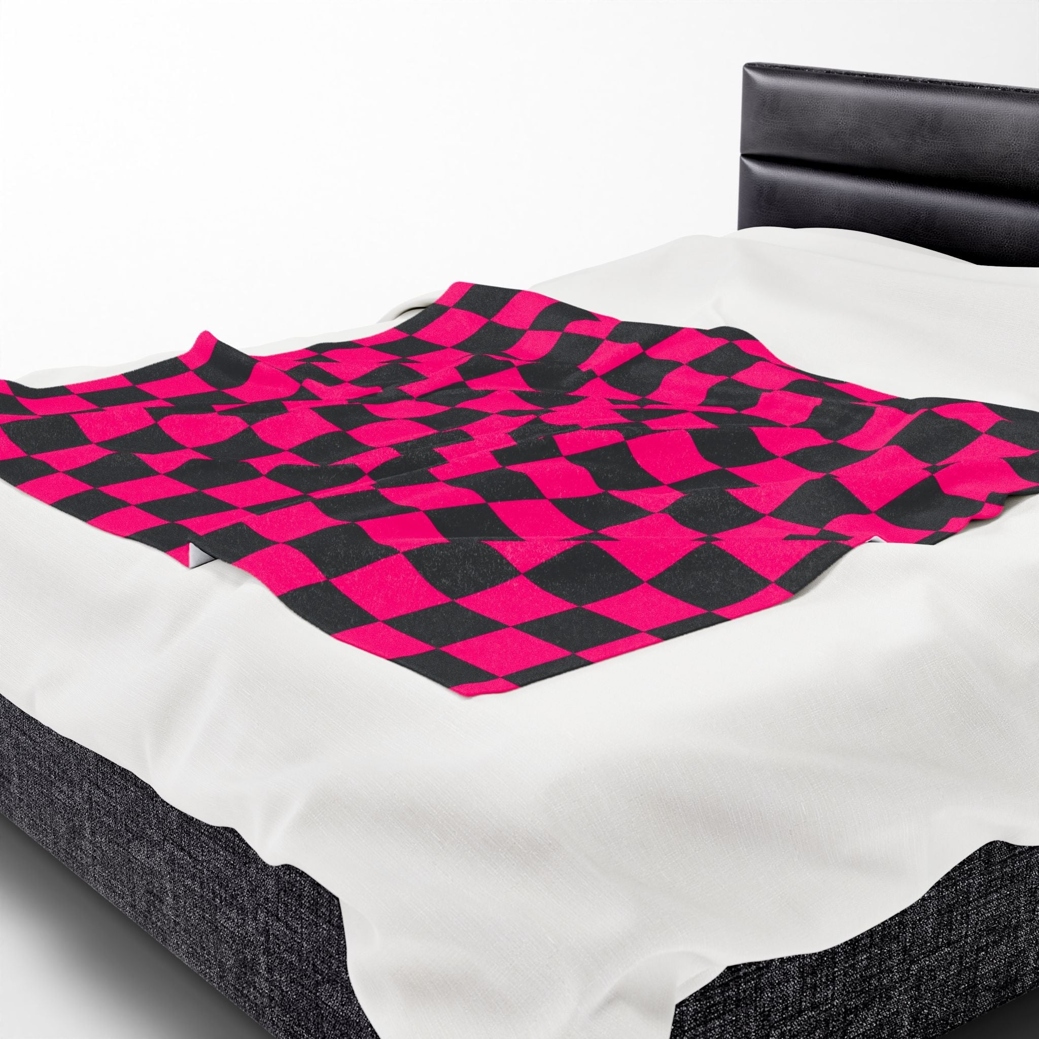 Signature Pink Black Checkers | Mix & Match Velveteen Fun-Flirty Lovers’ Blankets