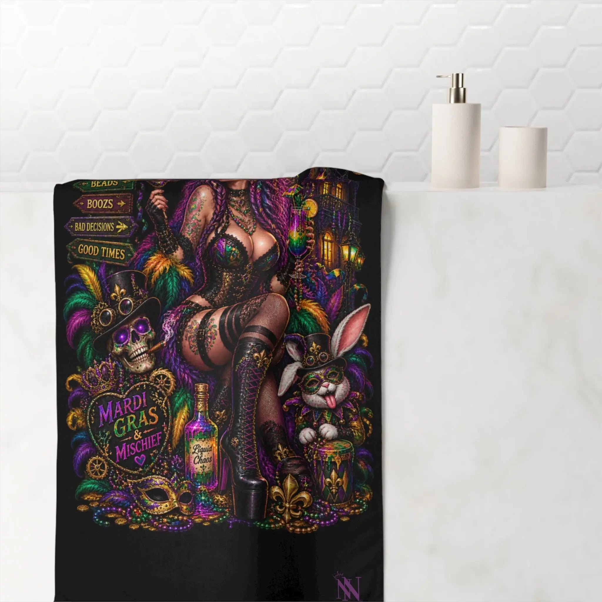 Mardi Gras Wicked Fantasy | Nectar Napkins Lils’ Fun-Flirty Lovers’ Towels