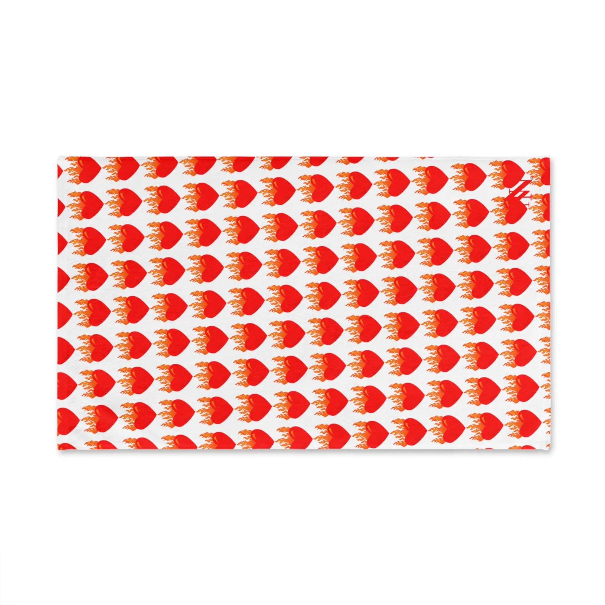 Red Flaming Heart Print Cum Towel