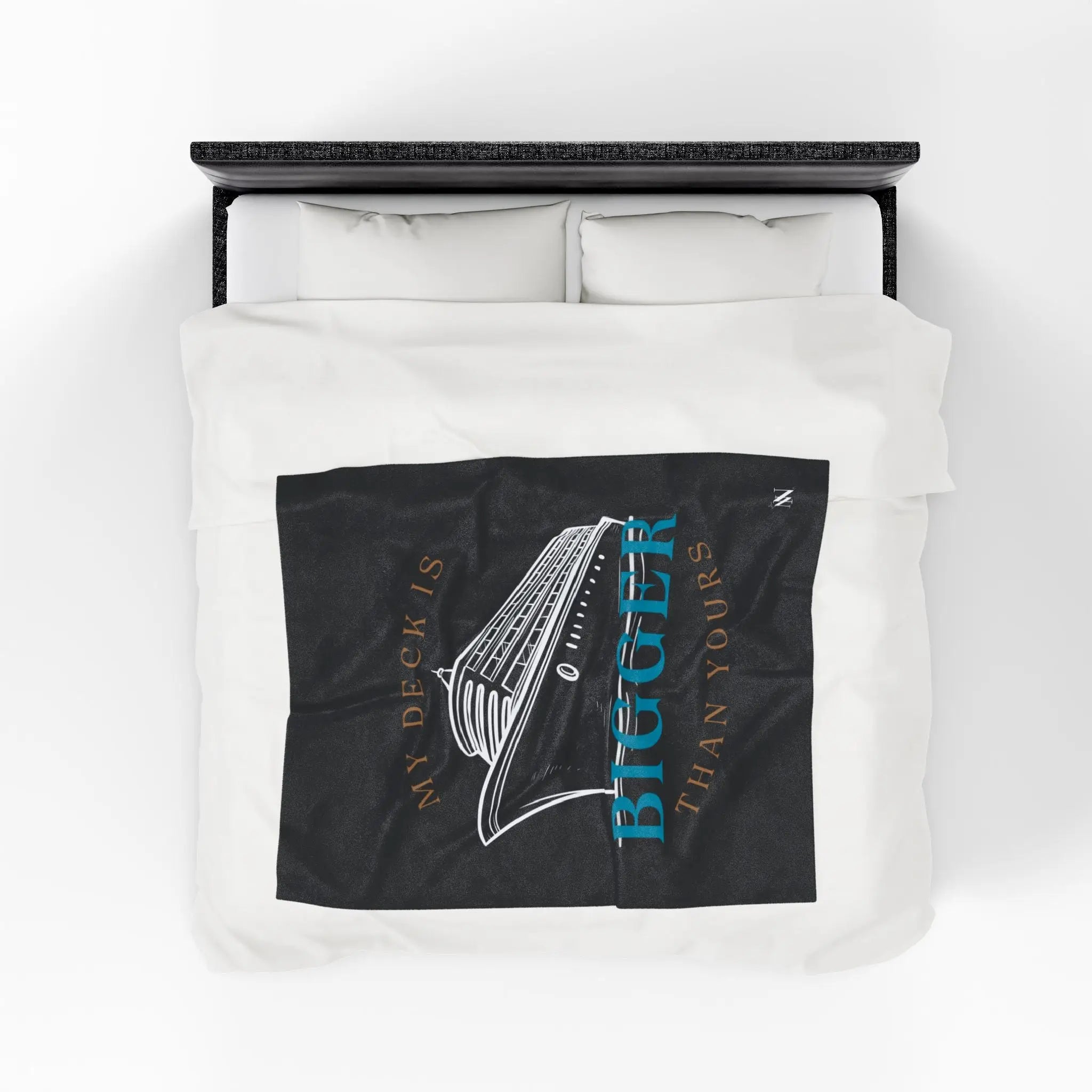 My Deck is Bigger Black Cruise Ship | Mix & Match Velveteen Fun-Flirty Lovers’ Blankets