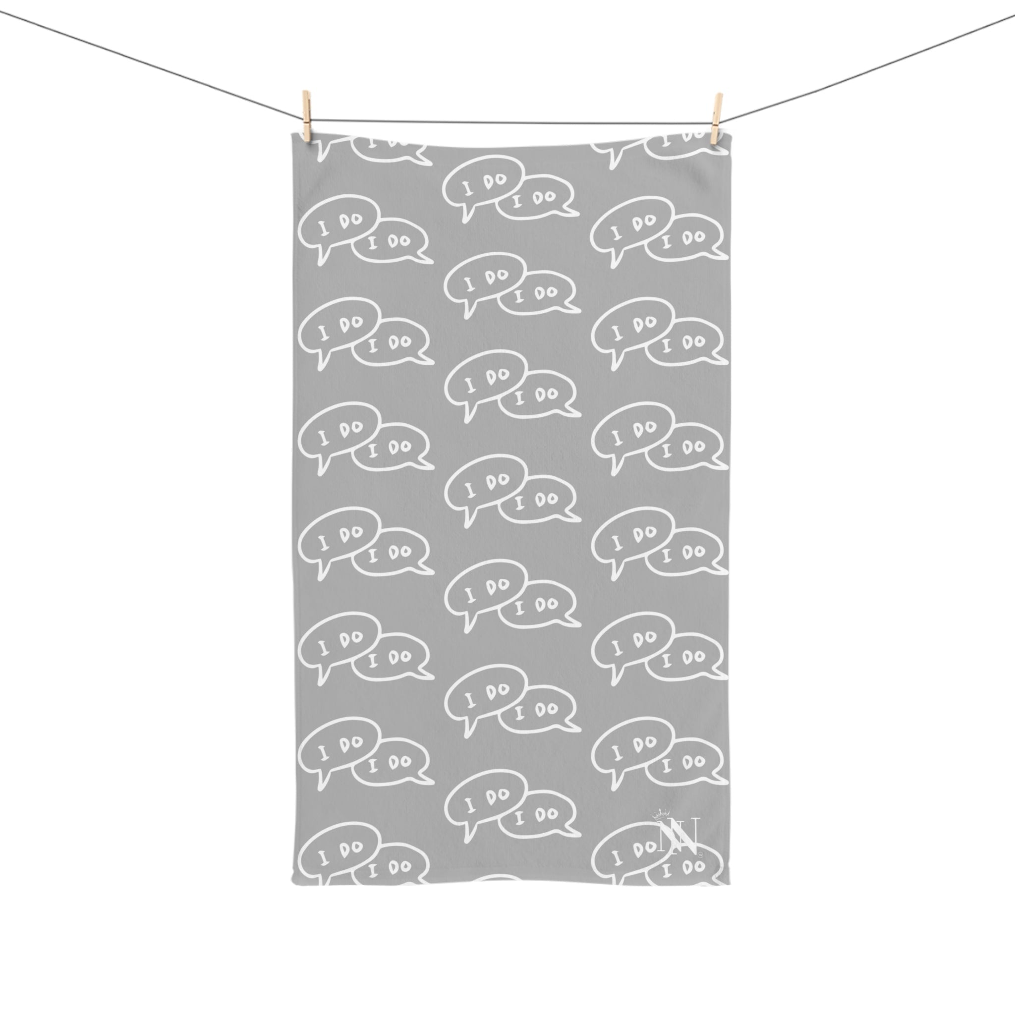 I Do I Do! Pattern Light Grey | Mix & Match Original Fun-Flirty Lovers’ Towels