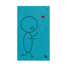 Stick Man Heart Balloon Teal Cum Towel