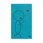 Stick Man Heart Balloon Teal | Mix & Match Classic Fun-Flirty Lovers’ Towels