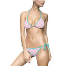 Pink & Soft Pink Checkers | Mix & Match Fun-Flirty Lovers’ String Bikinis