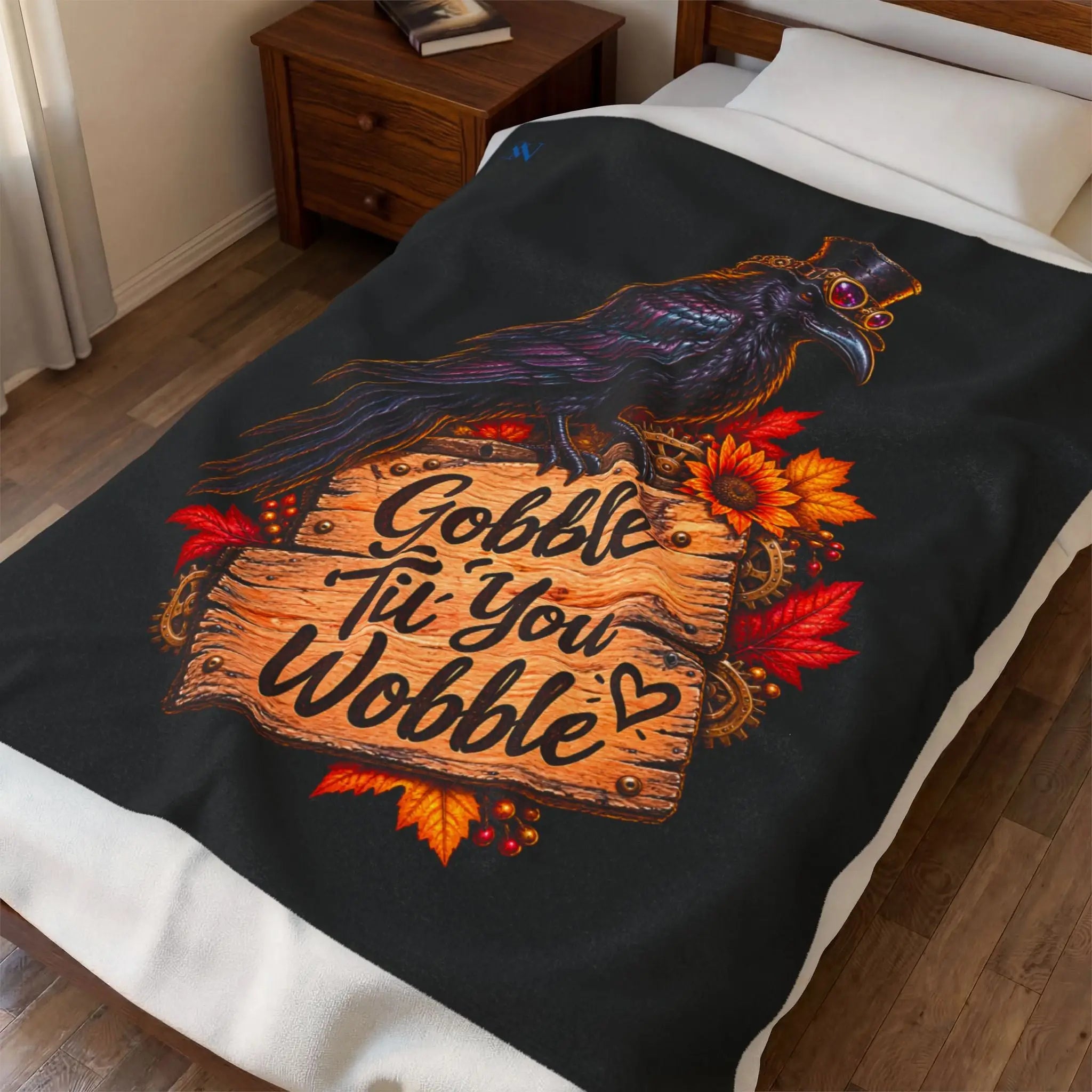 Gobble Til’ You Wobble Crow | Nectar Napkins Fun-Flirty Lovers’ Blankets
