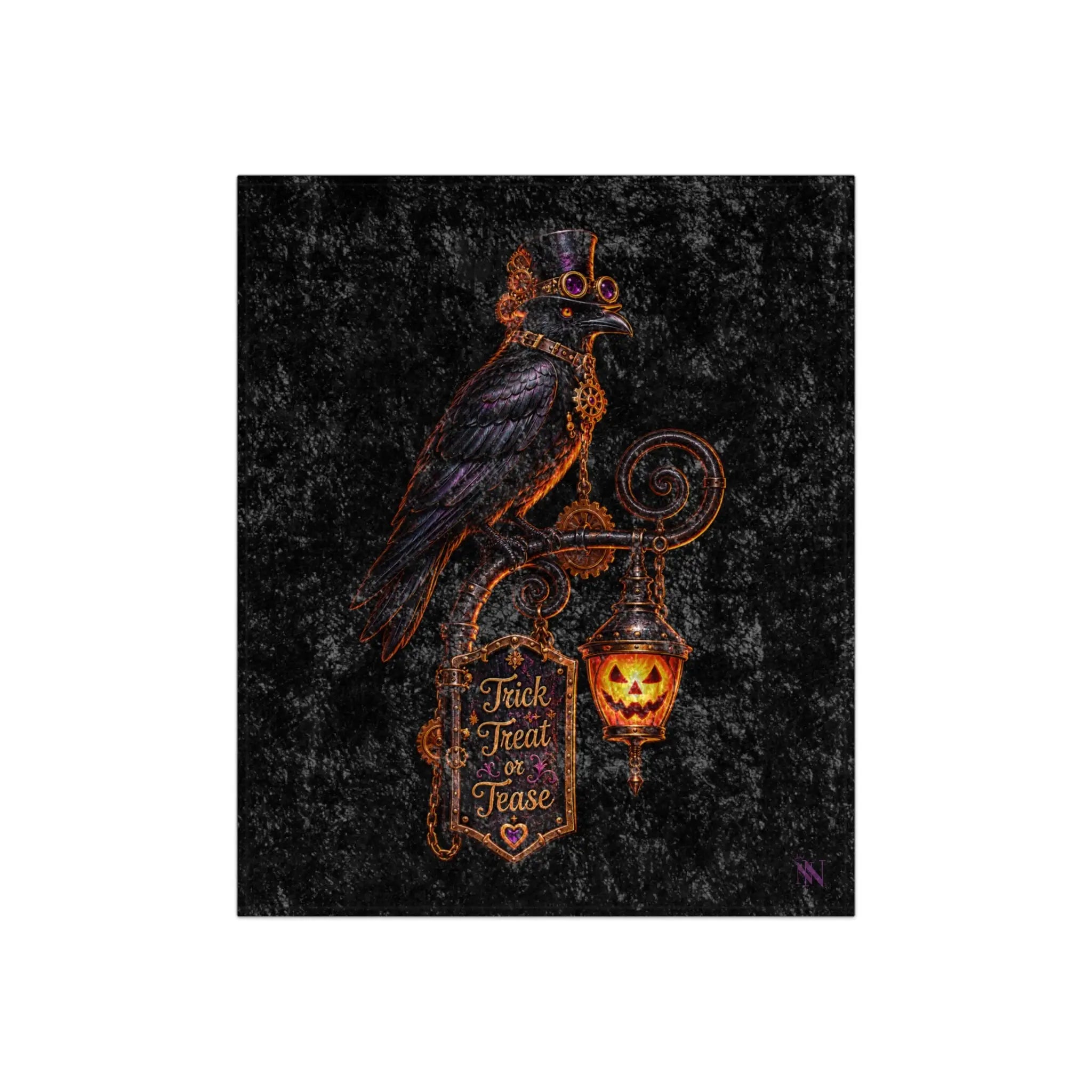 Trick Treat or Tease Crow | Nectar Napkins Fun-Flirty Lovers’ Crushed Velvet Blankets