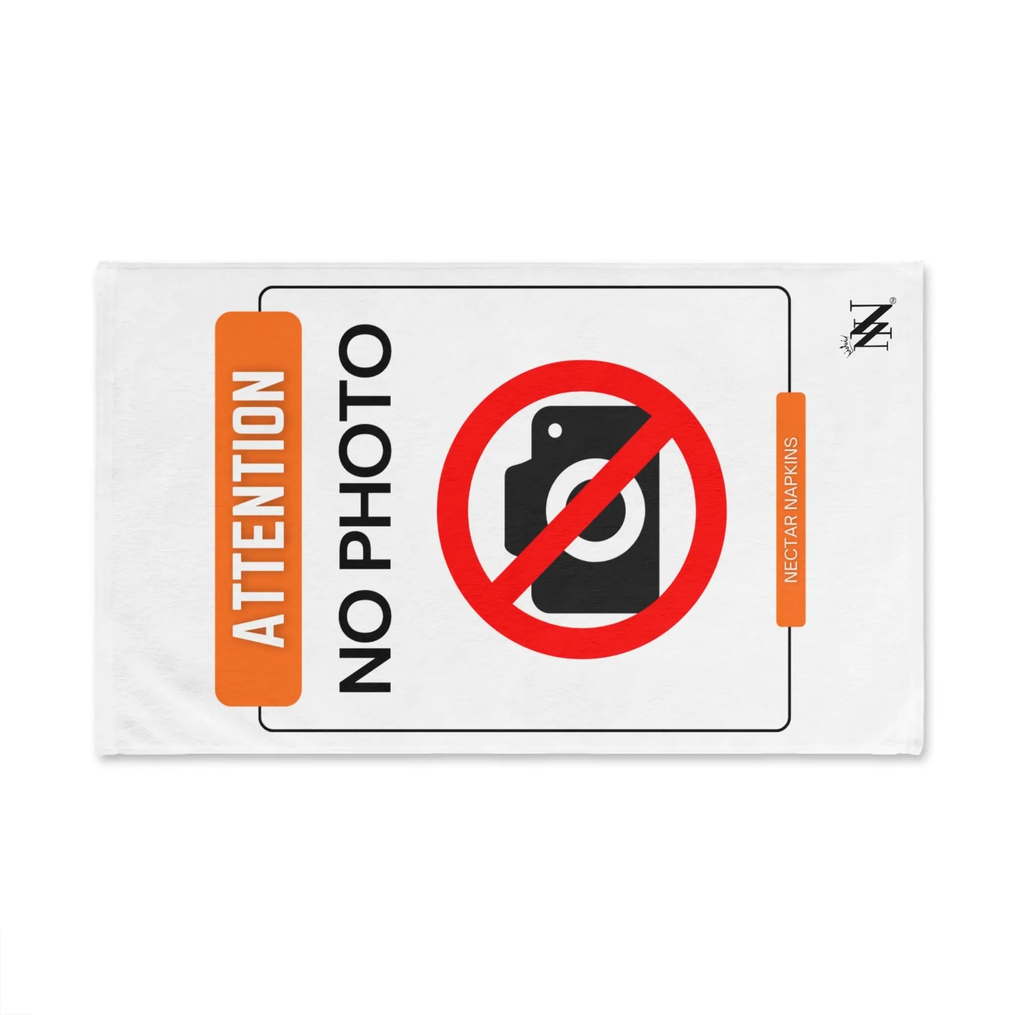 Attention No Photo Sign Cum Towel