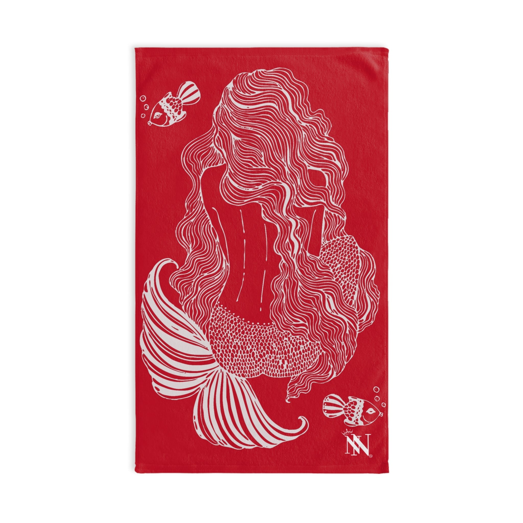 Mermaid Sitting Her Back Turned Red Cum Towel