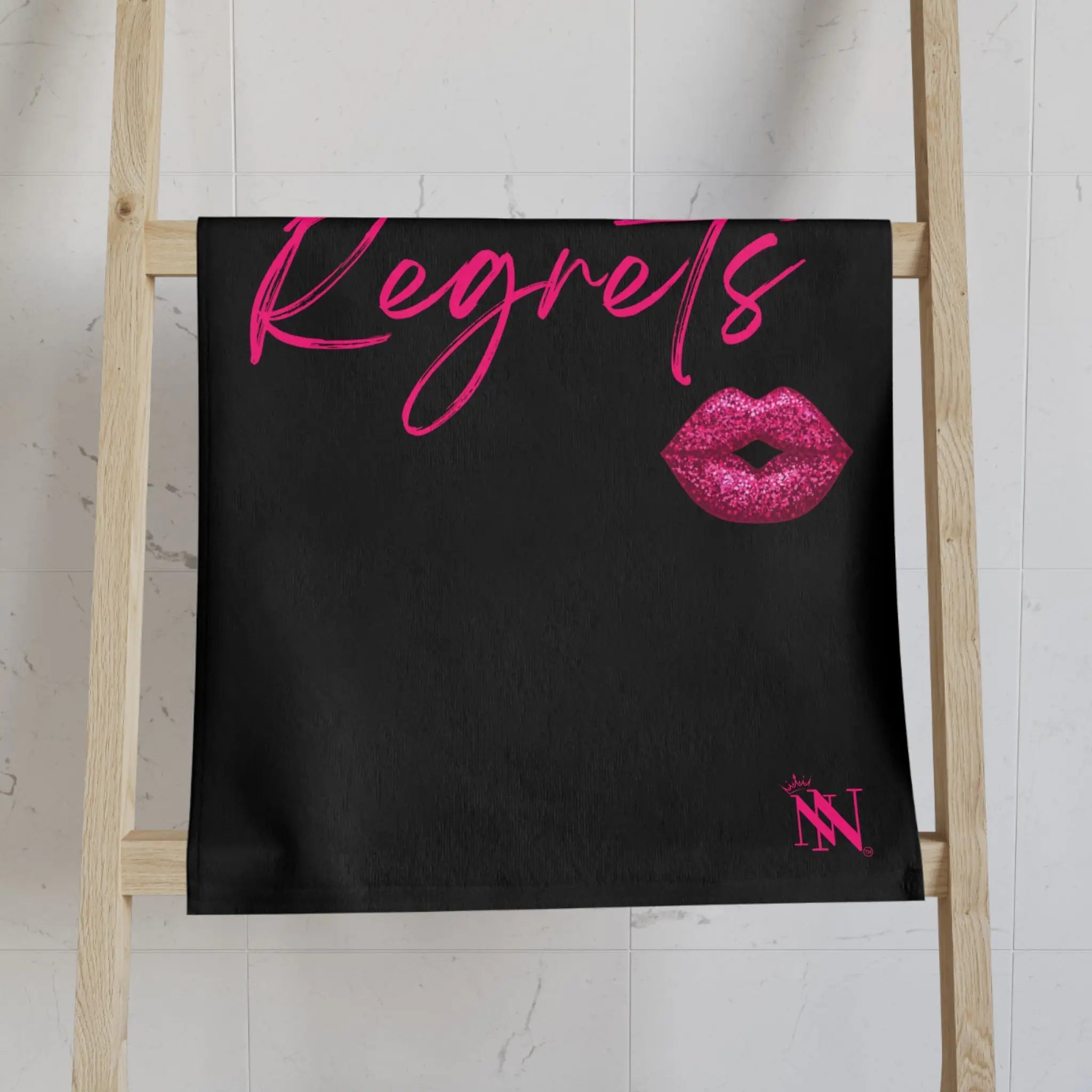 No Regrets Kiss Mark Cum Towel