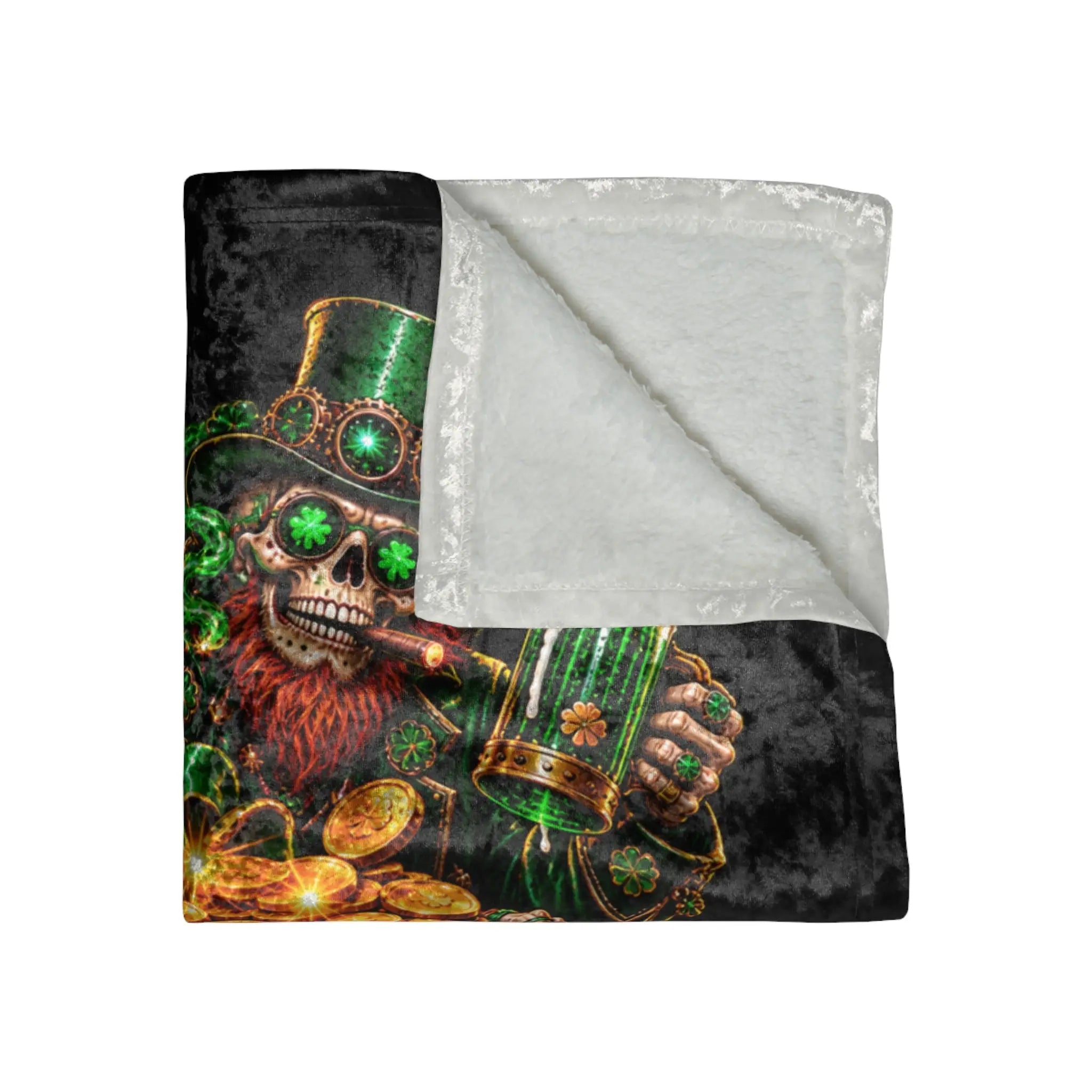 Pot Of Gold Wicked Leprechaun Crushed Velvet Blanket