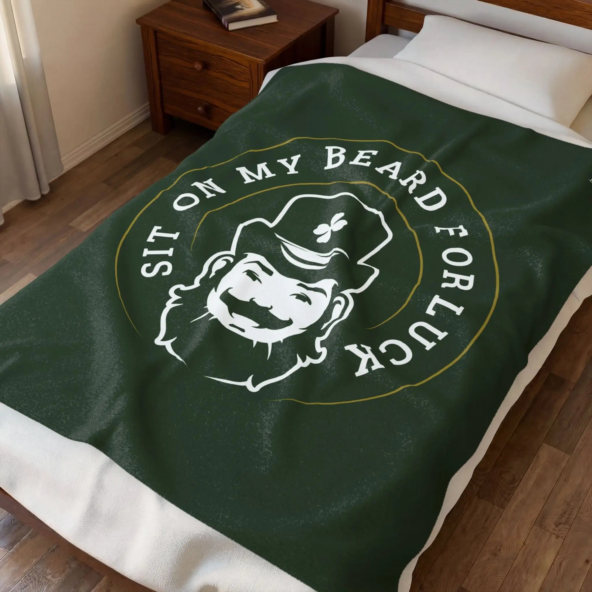 Sit on My Beard for Luck St. Patrick’s Day Couples Gifts Sexy Lovers’ Silky Soft Blanket