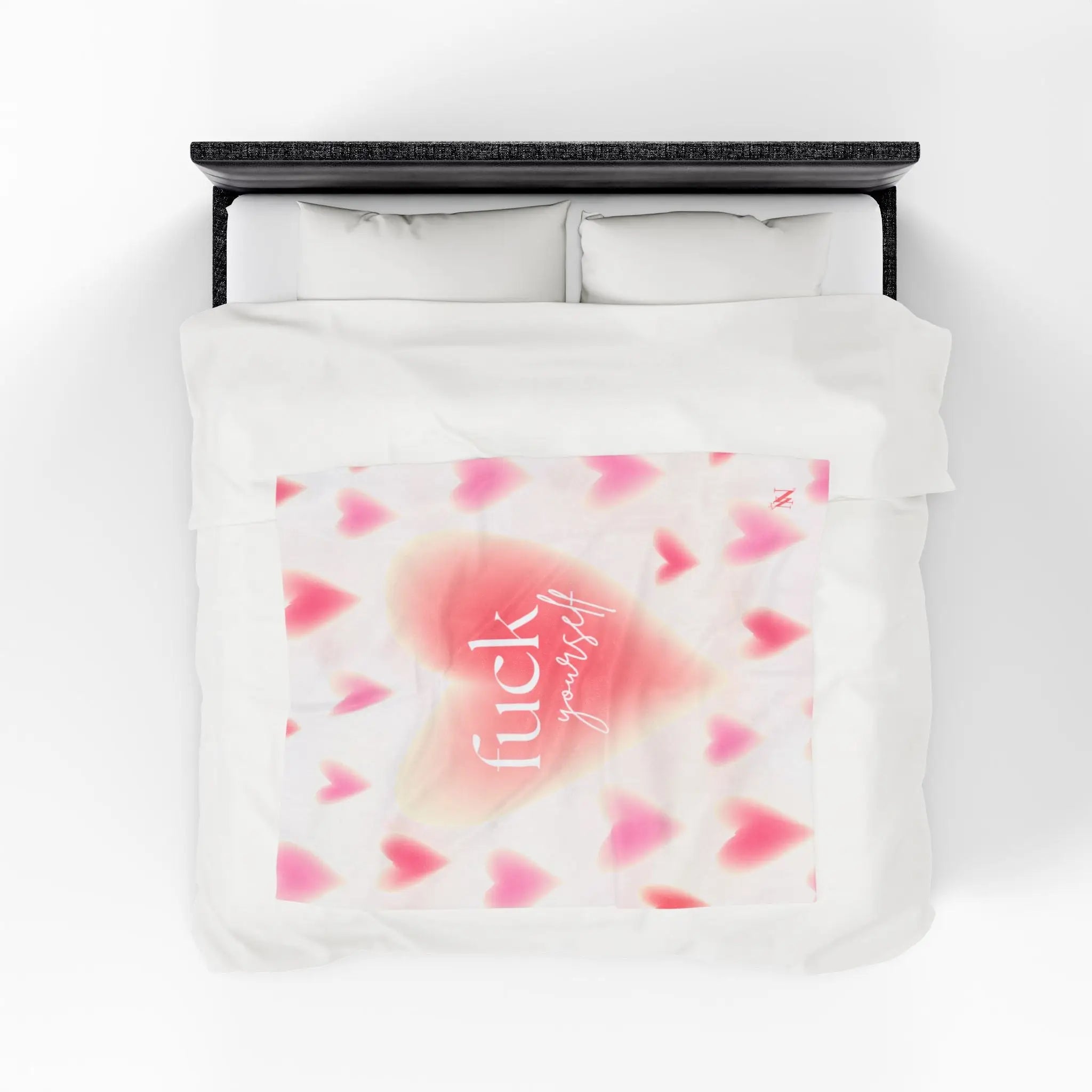 Fuck Yourself Heart Pattern Lovers’ Silky Soft Blanket