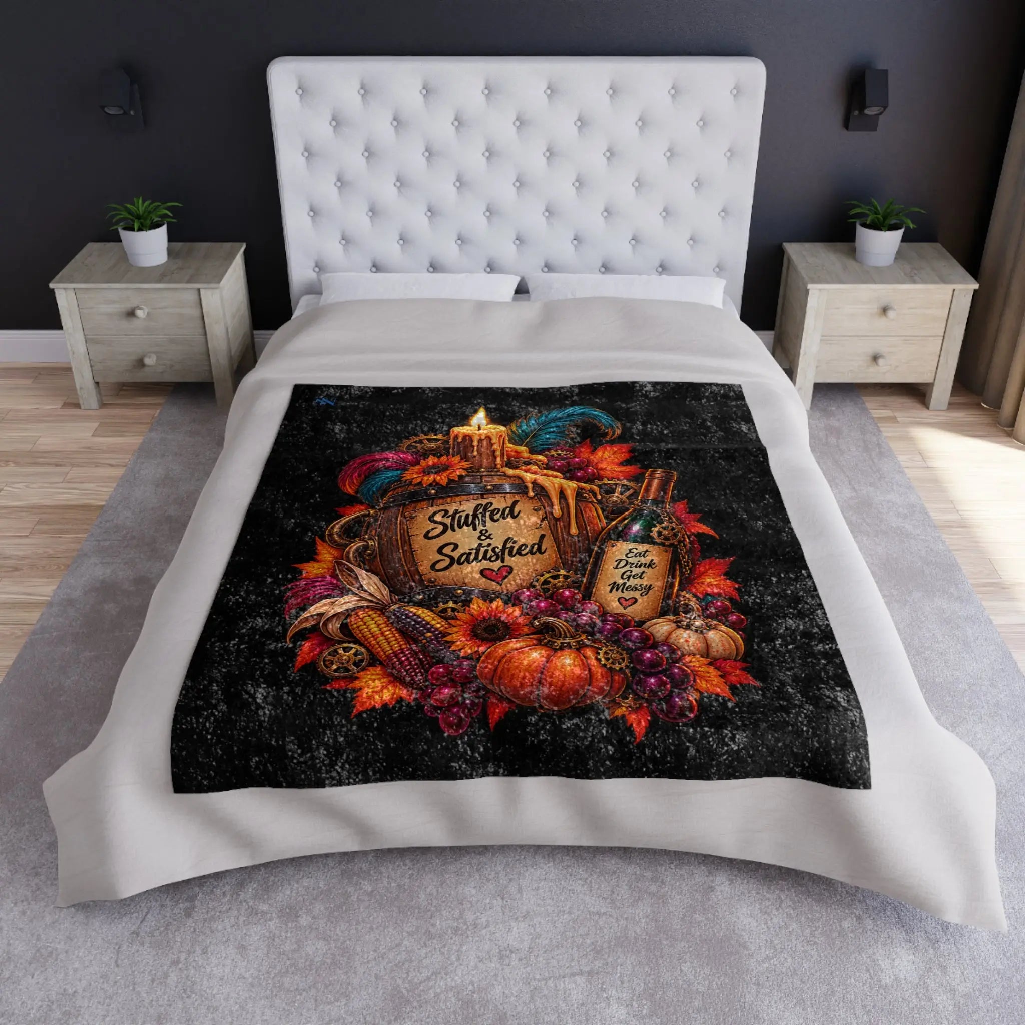 Stuffed & Satisfied Thanksgiving | Nectar Napkins Fun-Flirty Lovers’ Crushed Velvet Blankets