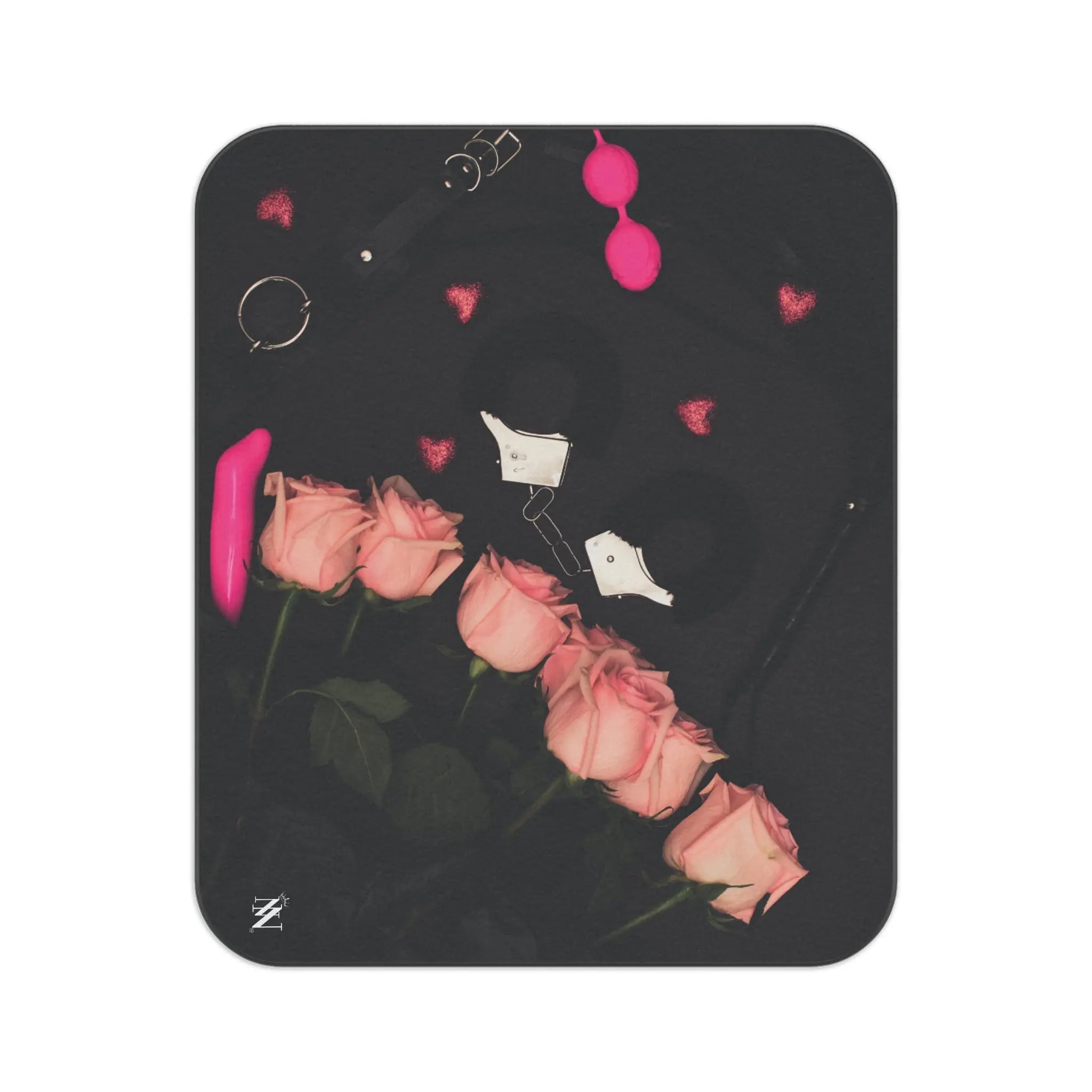 Furry Hand Cuffs & Roses Photograph | Mix Match Fun-Flirty Lovers’ Water-Resistant Blankets