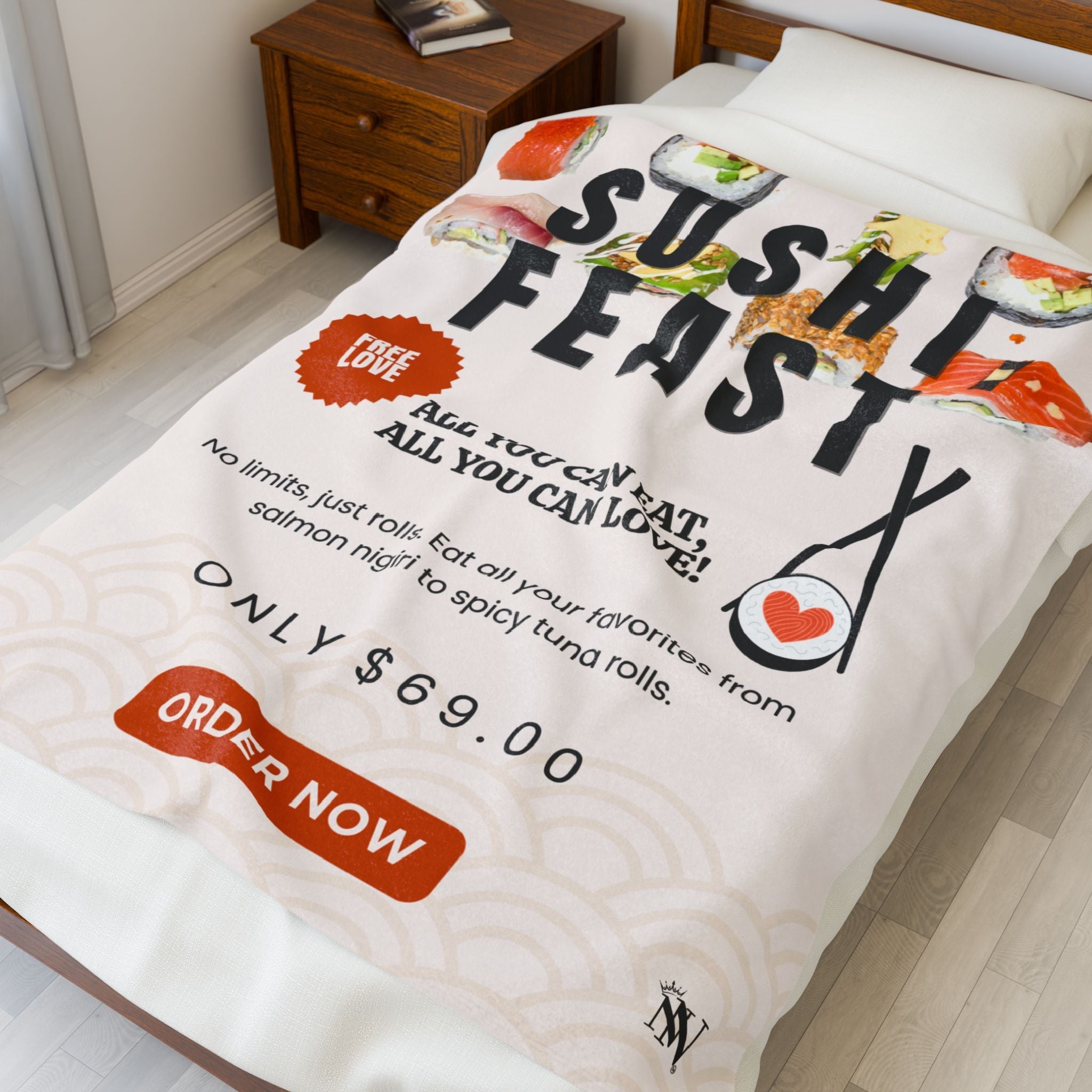 Sushi Feast | Mix & Match Velveteen Fun-Flirty Lovers’ Blankets