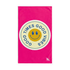 Good Times Good Vibes Happy Face Signature Pink | Mix & Match Classic Fun-Flirty Lovers’ Towels