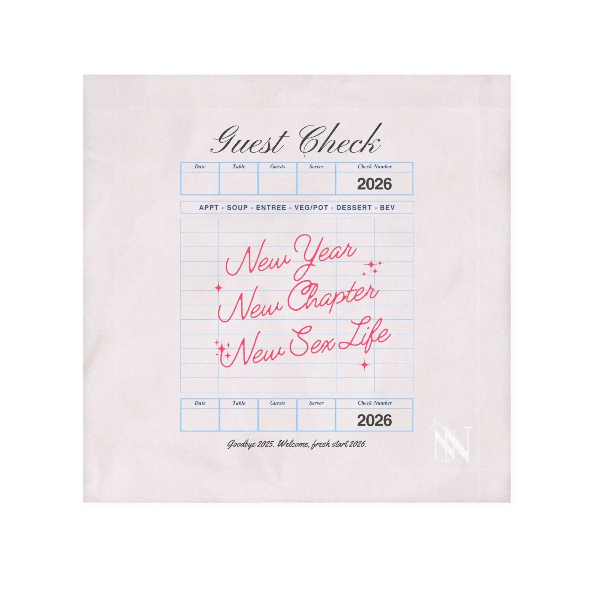 New Year New Sex Life Guest Check | Mix & Match Lils’ Fun-Flirty Lovers’ Towels