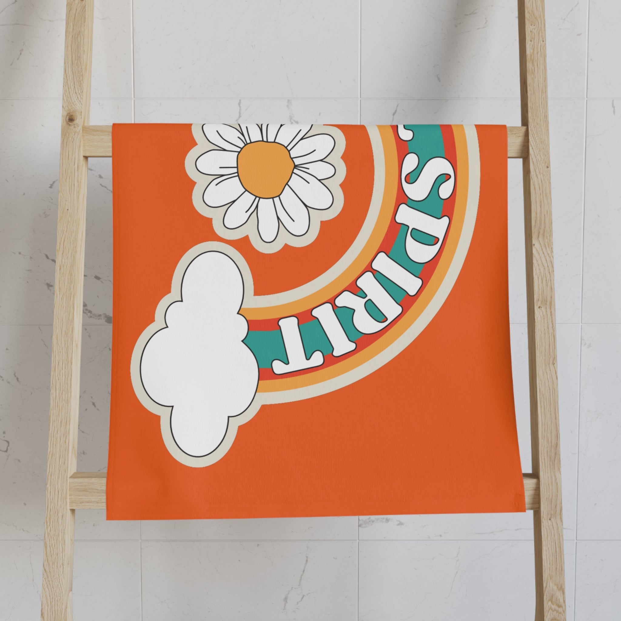 Free Spirit Retro Sticker Orange Cum Towel