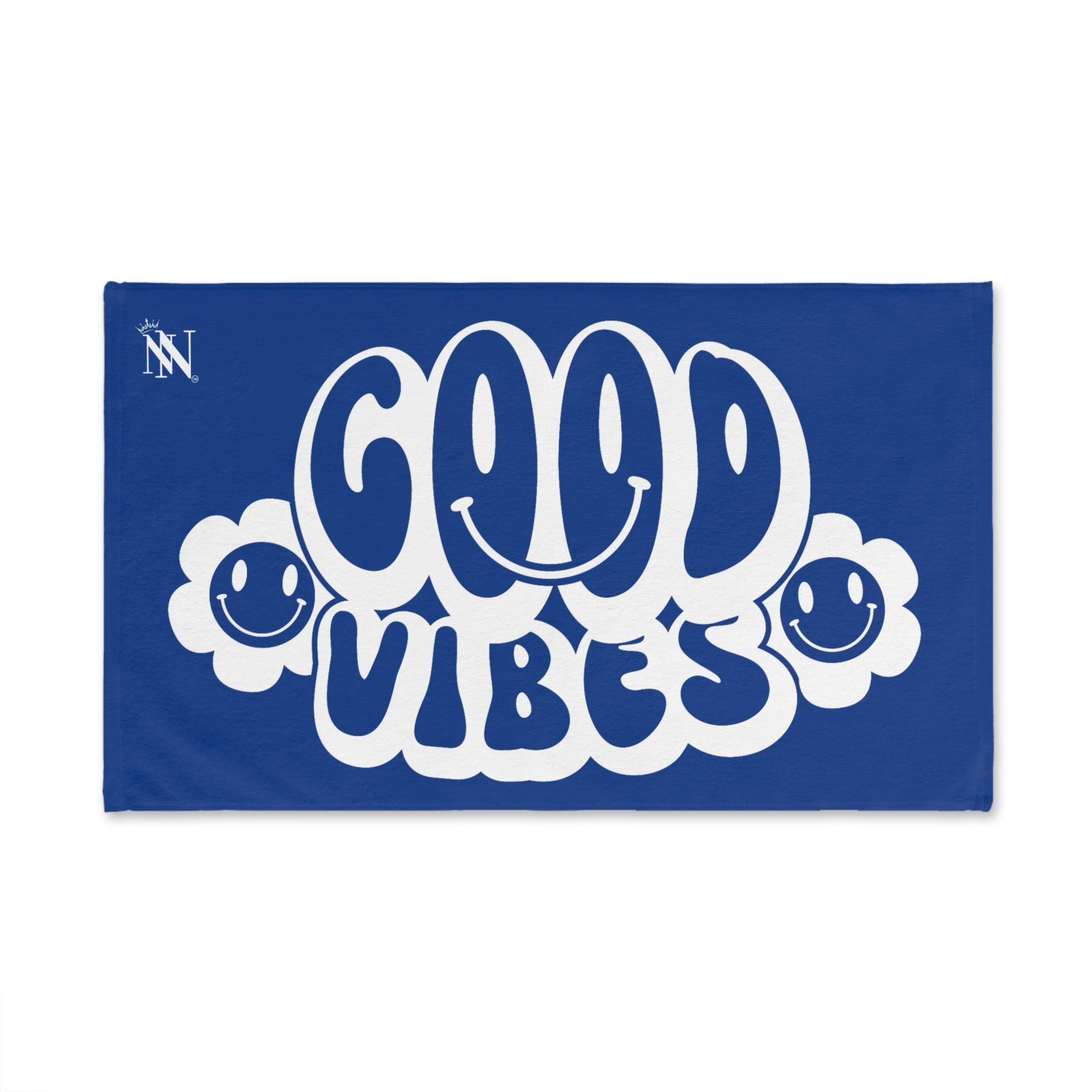 Smiley Happy Face Good Vibes Blue | Mix & Match Classic Fun-Flirty Lovers’ Towels