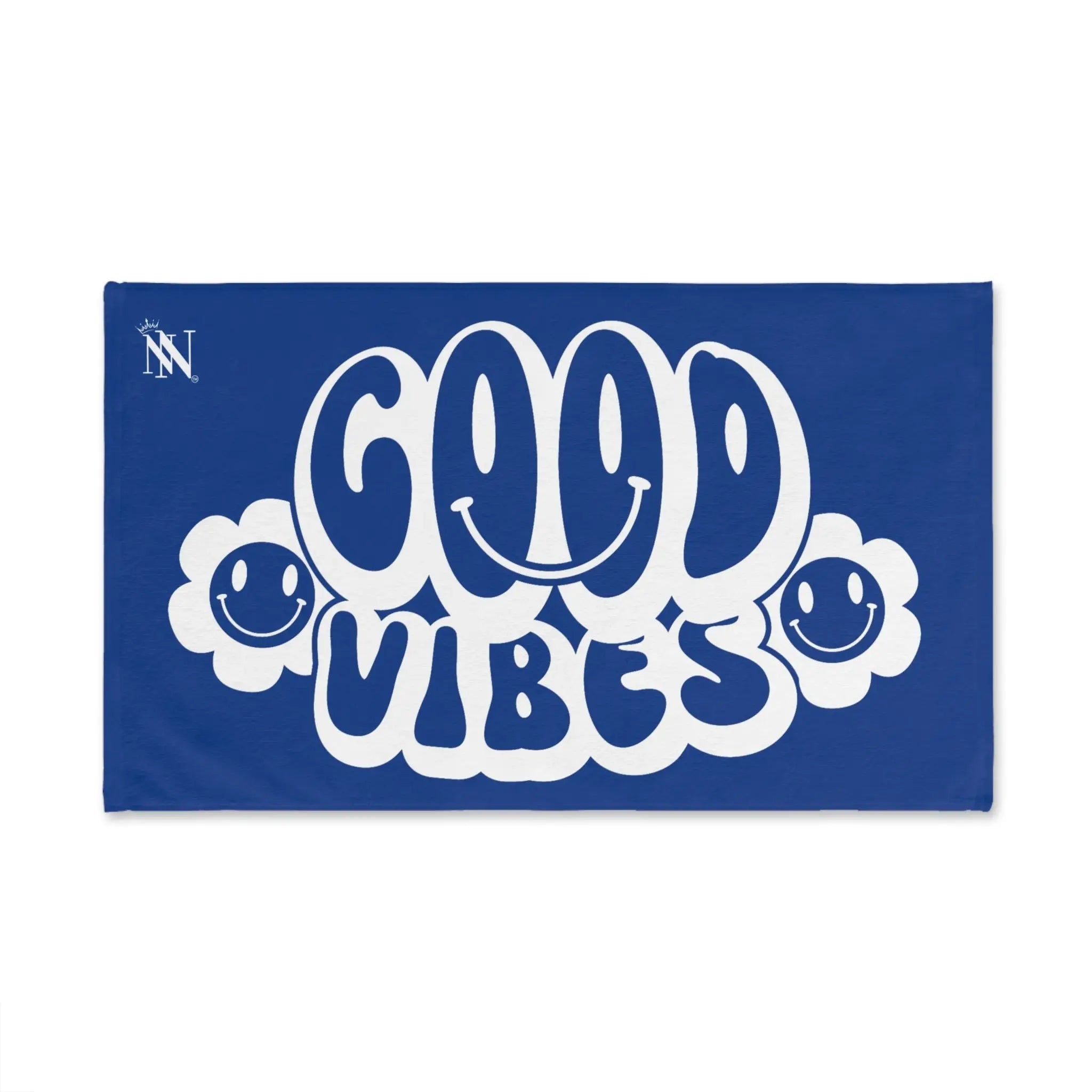 Smiley Happy Face Good Vibes Blue | Mix & Match Classic Fun-Flirty Lovers’ Towels