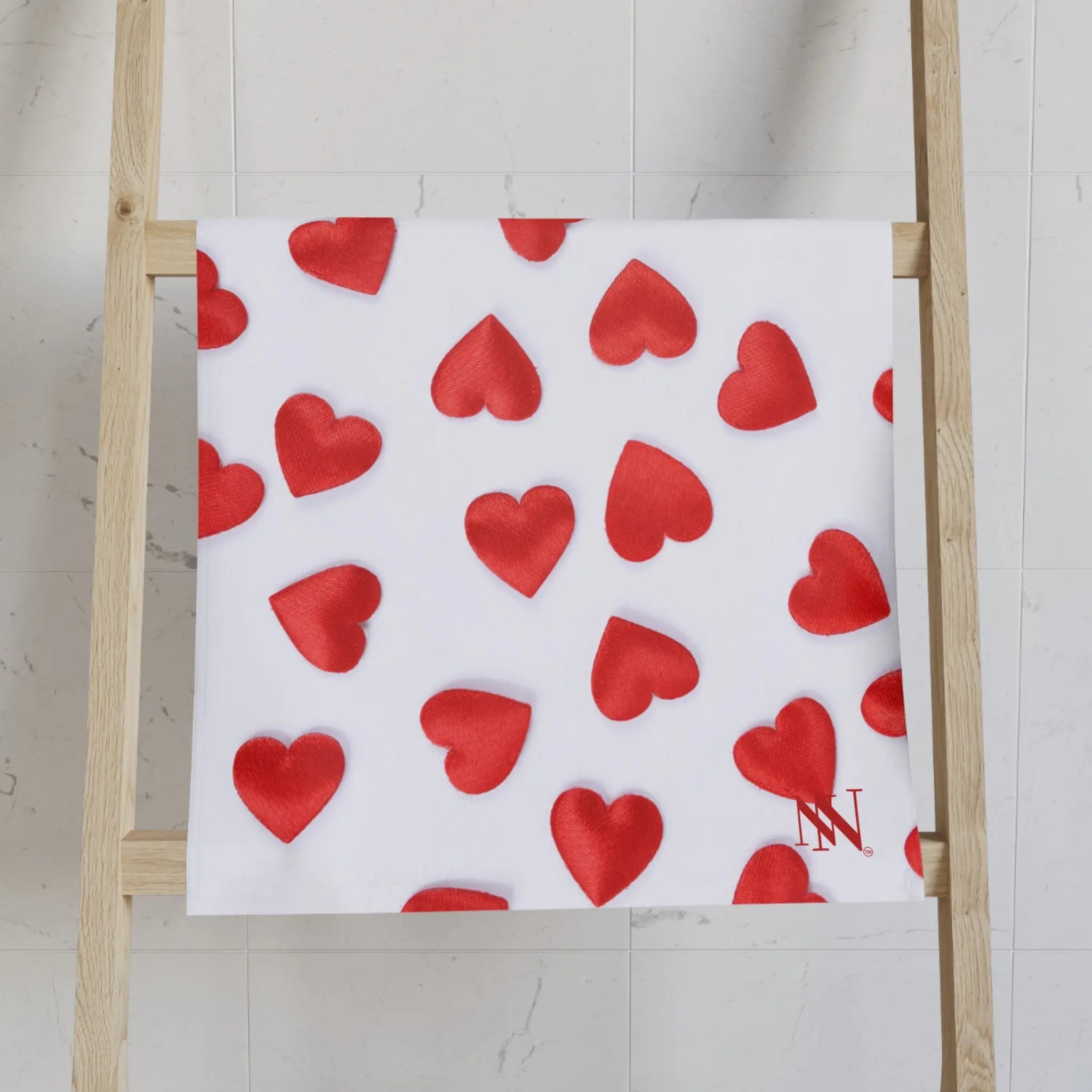 Fun Puffy Red Heart Pattern Cum Towel