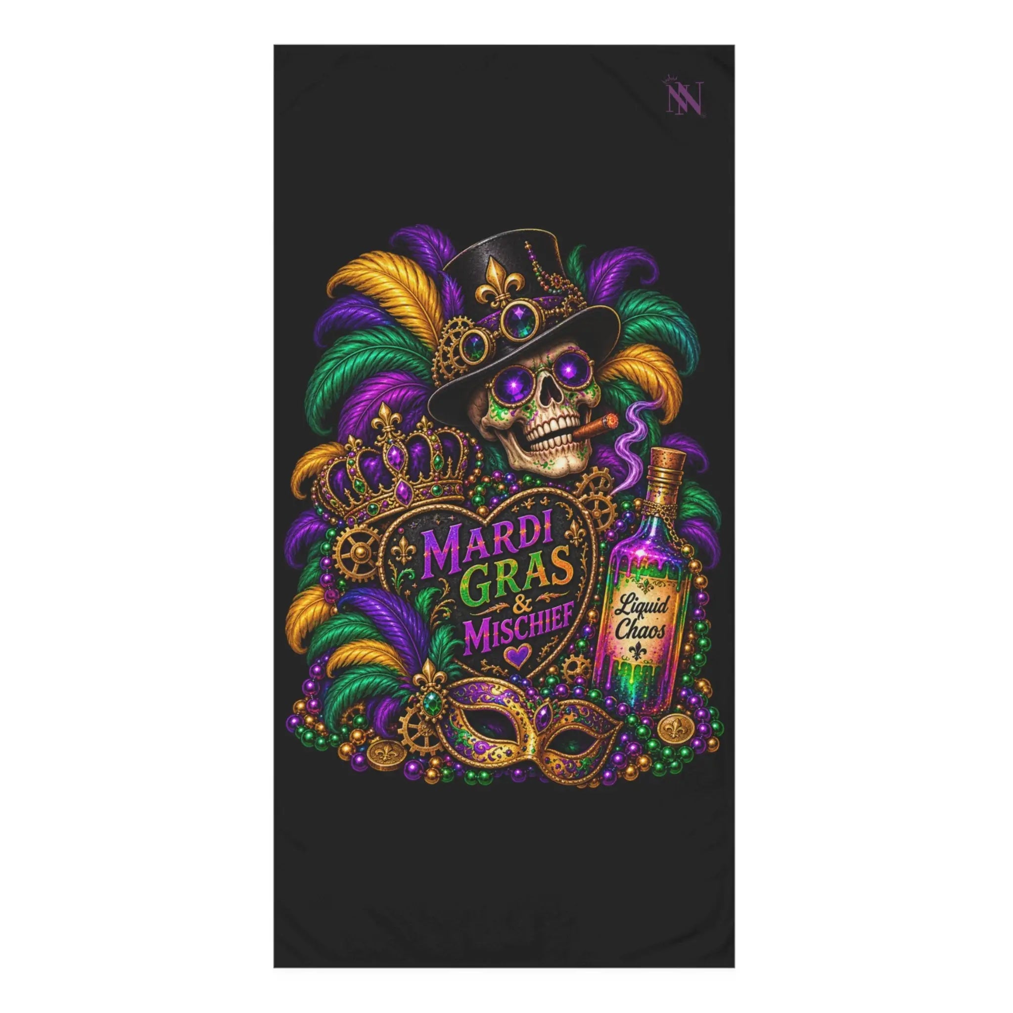Mardi Gras & Mischief Skull XL Sex Towel