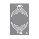 Mr. Mrs. Mermaid Shareable Sides Grey | Mix & Match Classic Fun-Flirty Lovers’ Towels