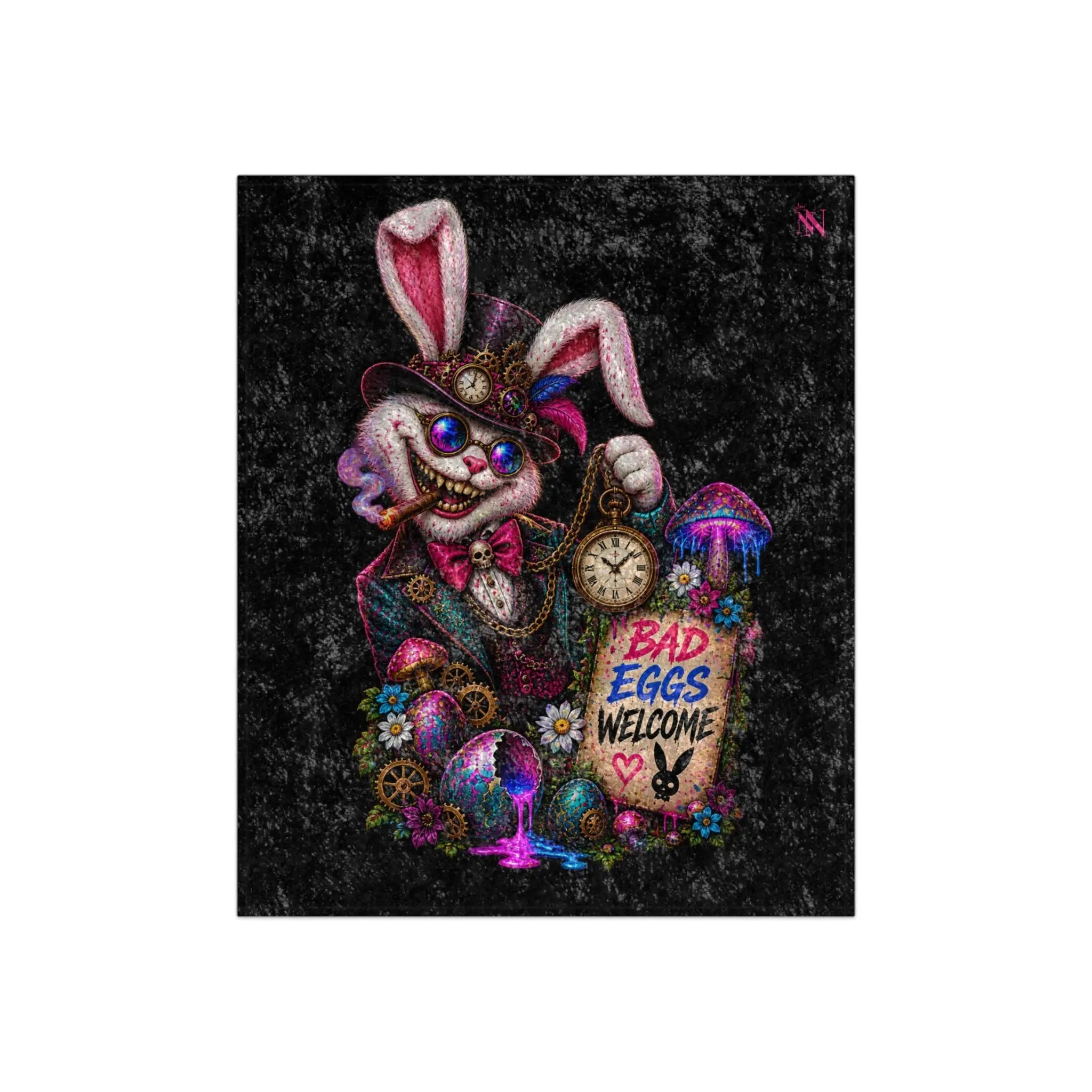 Bad Eggs Welcome Wicked Bunny Crushed Velvet Blanket