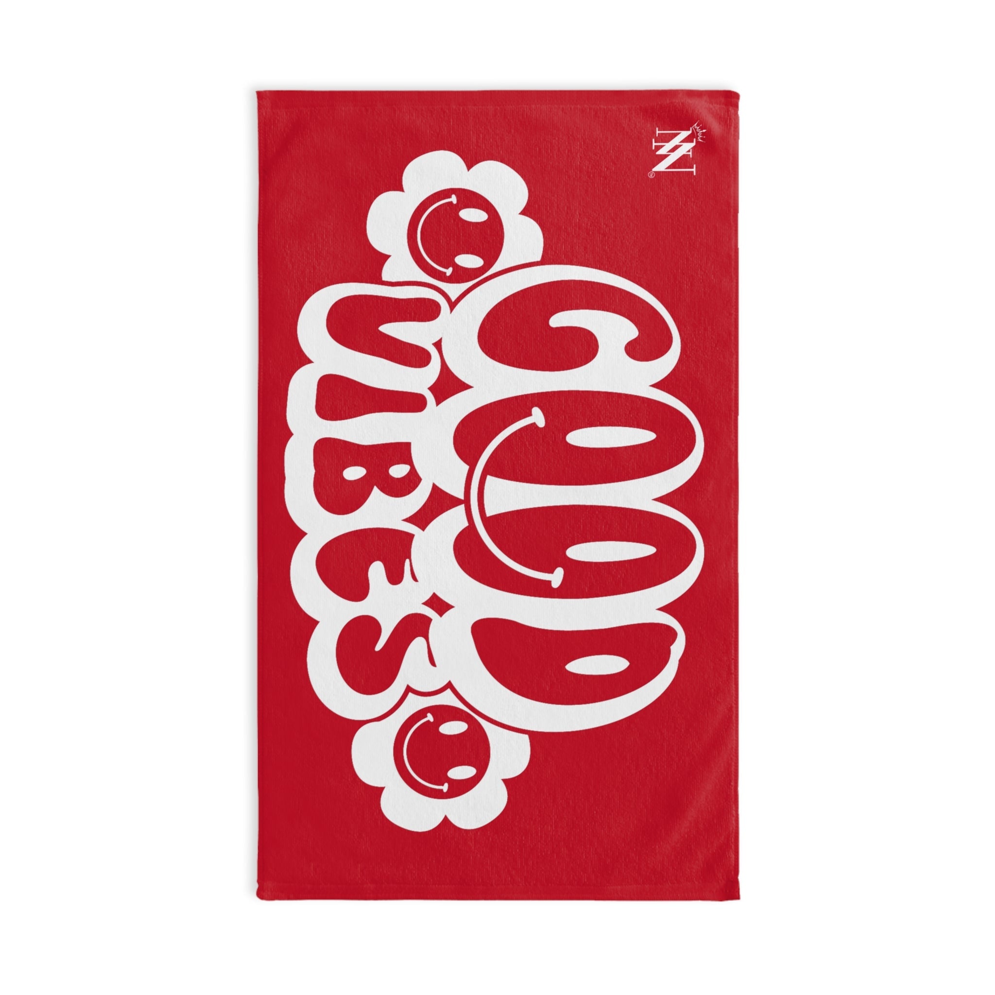 Smiley Happy Face Good Vibes Red | Mix & Match Classic Fun-Flirty Lovers’ Towels