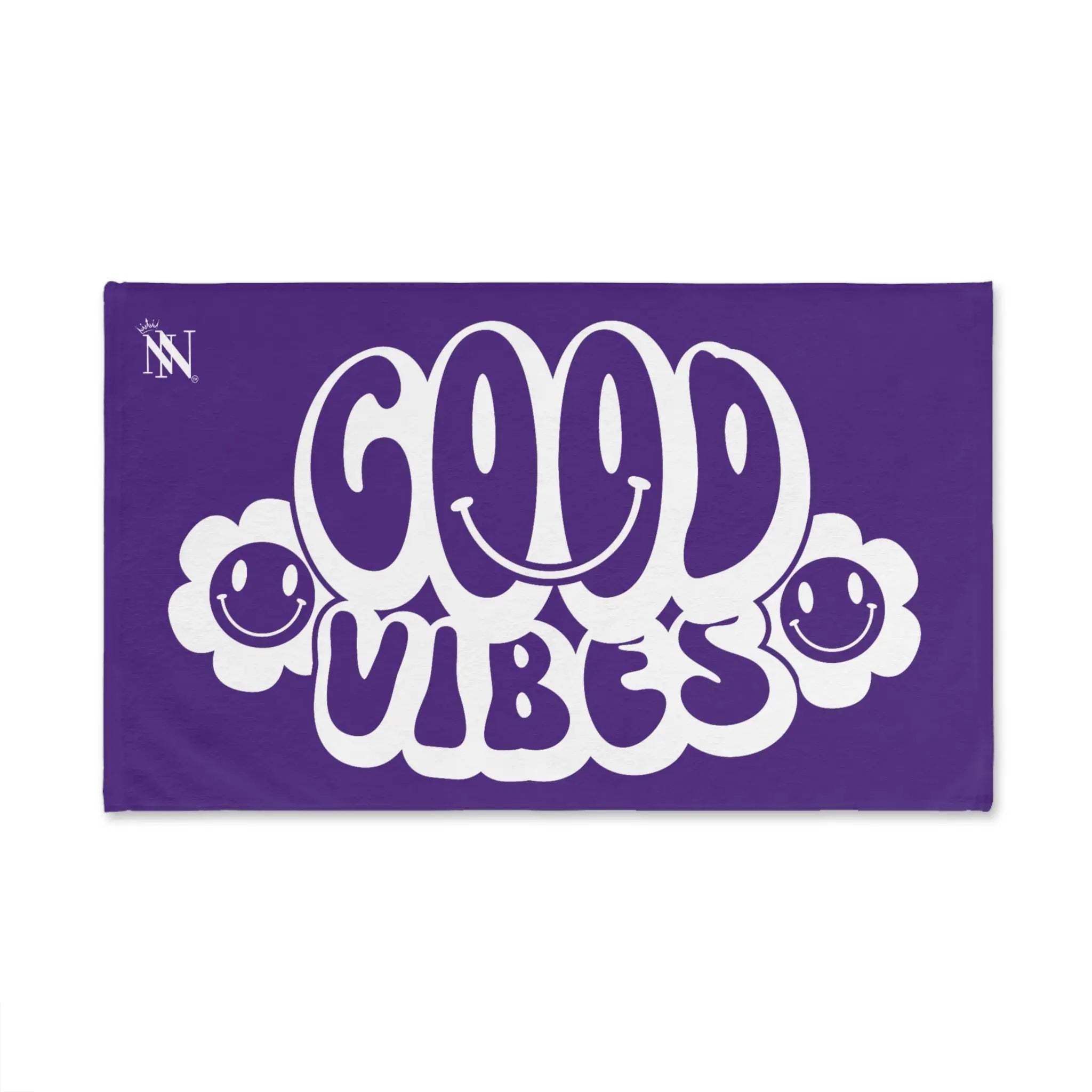 Smiley Happy Face Good Vibes Purple Cum Towel