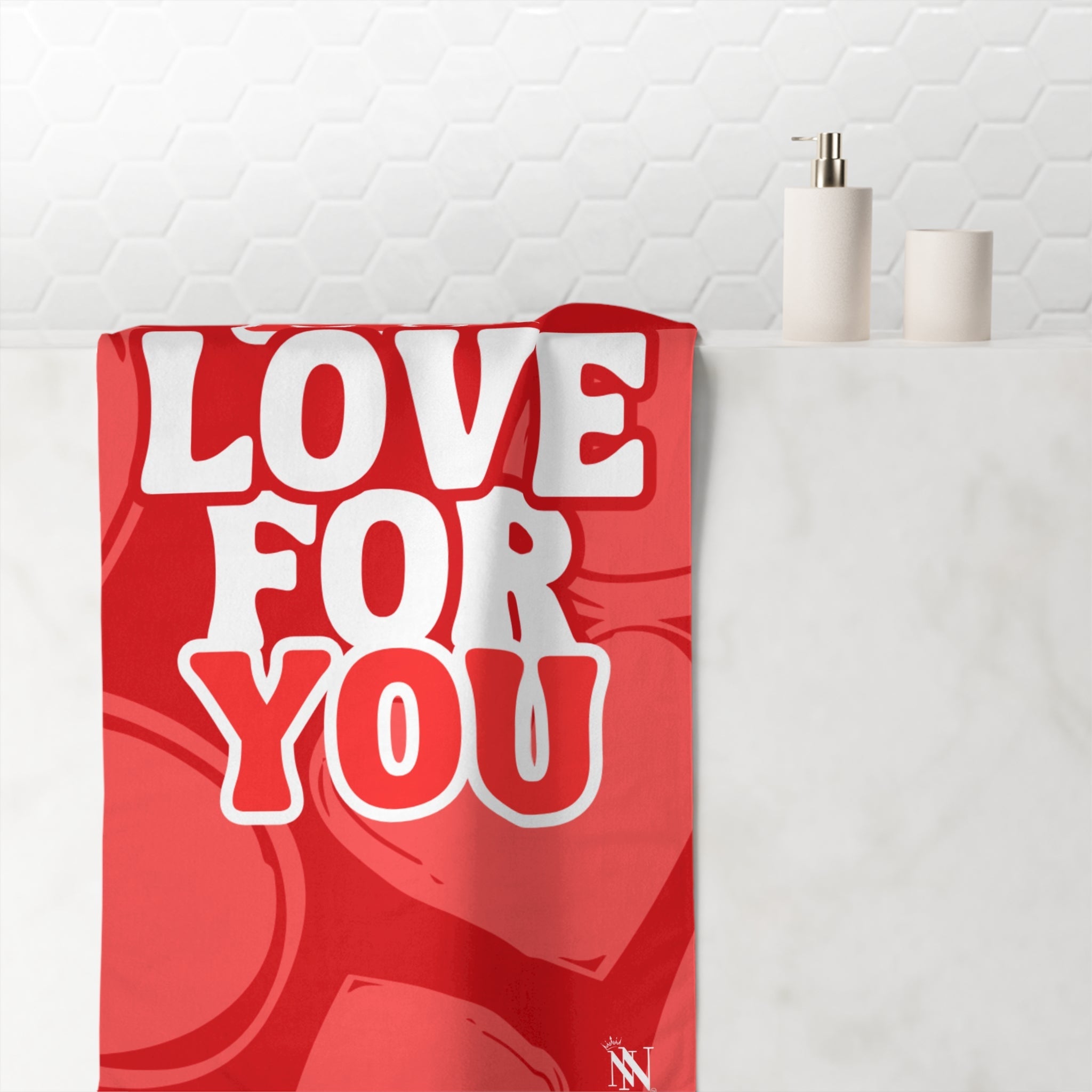 My Love for You Heart Pattern Big Anal Play Sex Towel