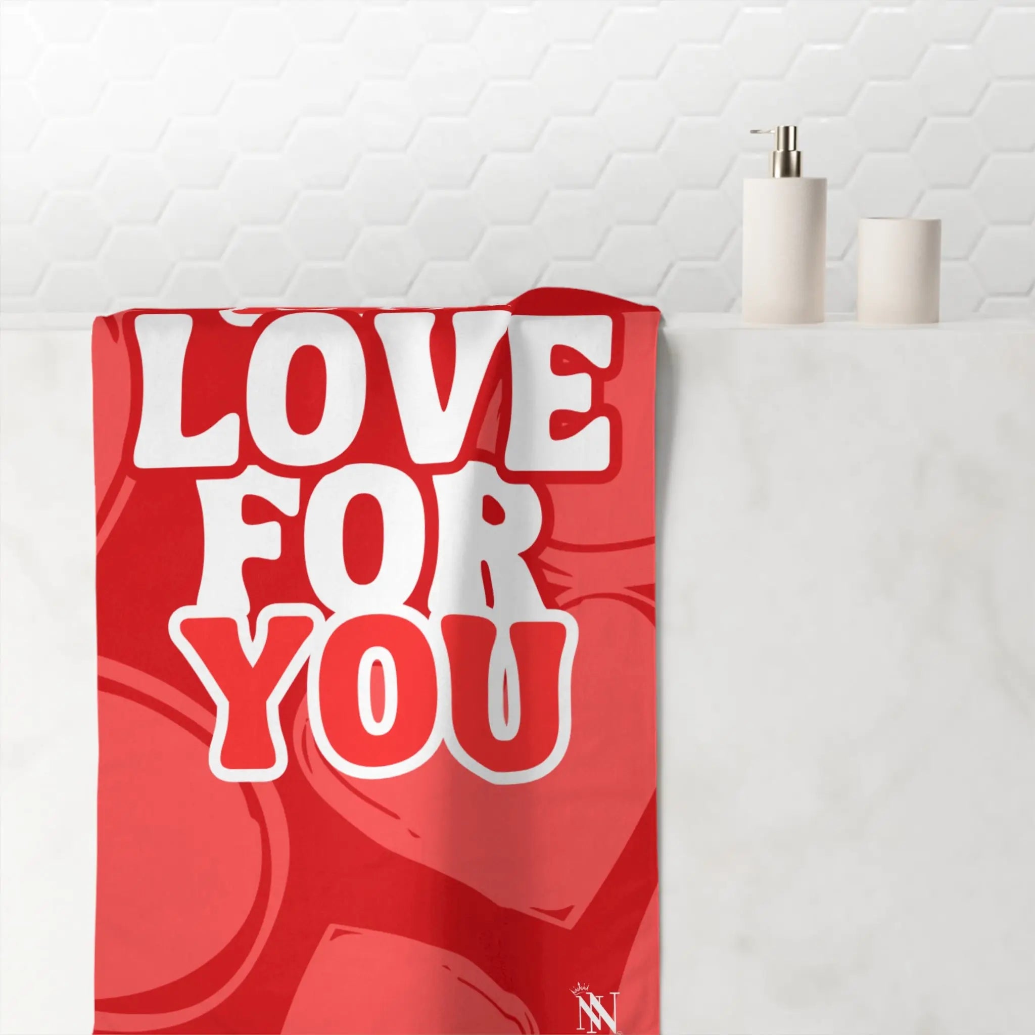 My Love for You Heart Pattern Big Anal Play Sex Towel