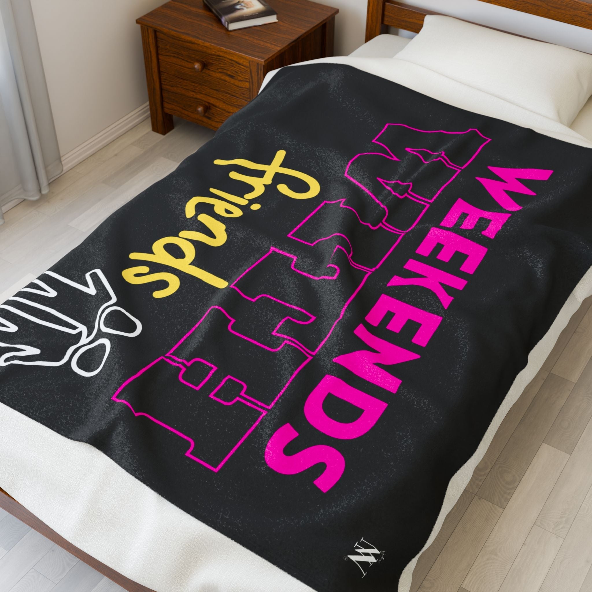 Weekends with Friends Black | Mix & Match Velveteen Fun-Flirty Lovers’ Blankets