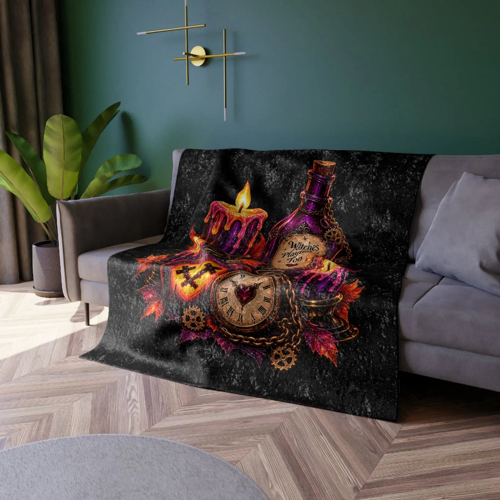 Witches Need Playtime Too | Nectar Napkins Fun-Flirty Lovers’ Crushed Velvet Blankets