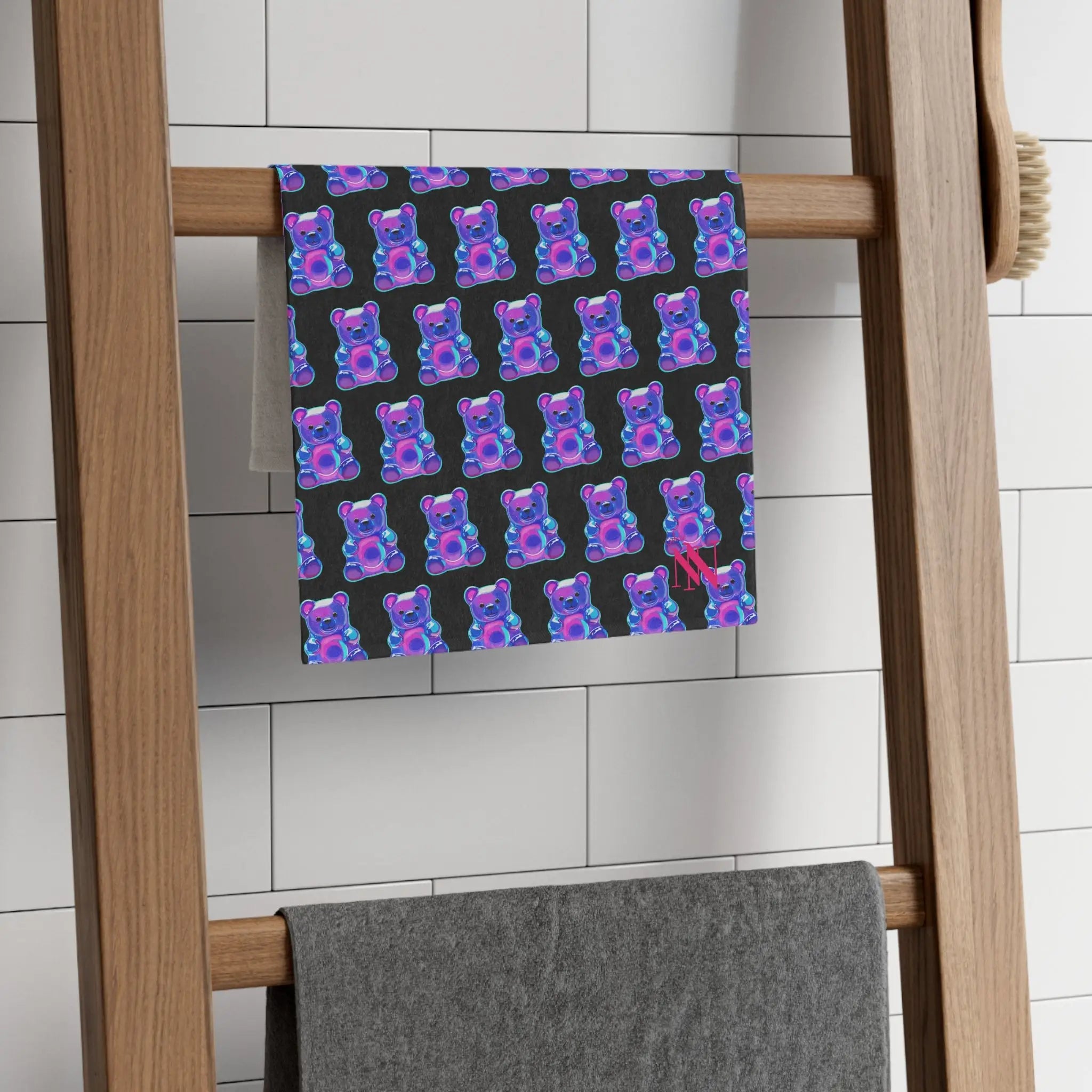 Yummy Bear Pattern Black | Mix & Match Soft Fun-Flirty Lovers’ Towels